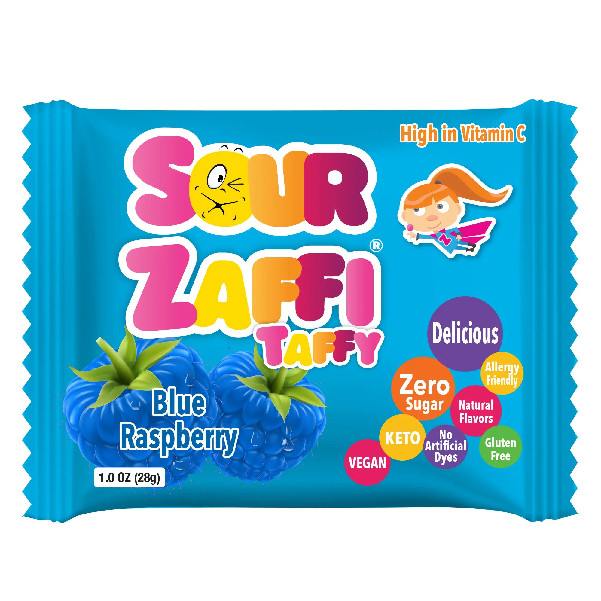 Zolli® Zaffi Sugar Free Sour Taffy Blue Raspberry 1oz Bars 5 pack Zolli® Zaffi Sugar Free Sour Taffy Blue Raspberry 1oz Bars 5 pack