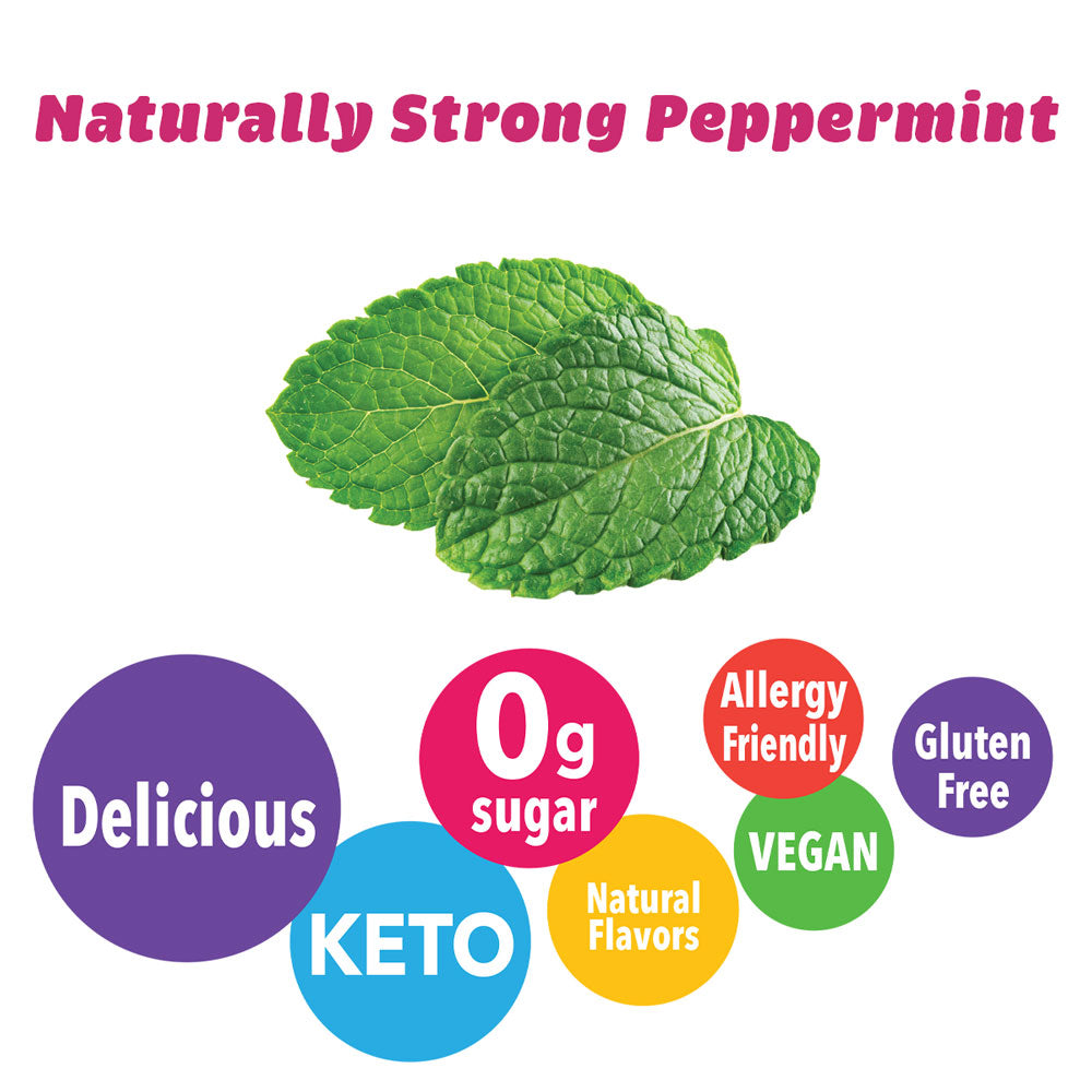 Zolli Peppermint Drops are keto friendly, zero sugar, natural peppermint flavor, vegan, allergy friendly, and gluten free.