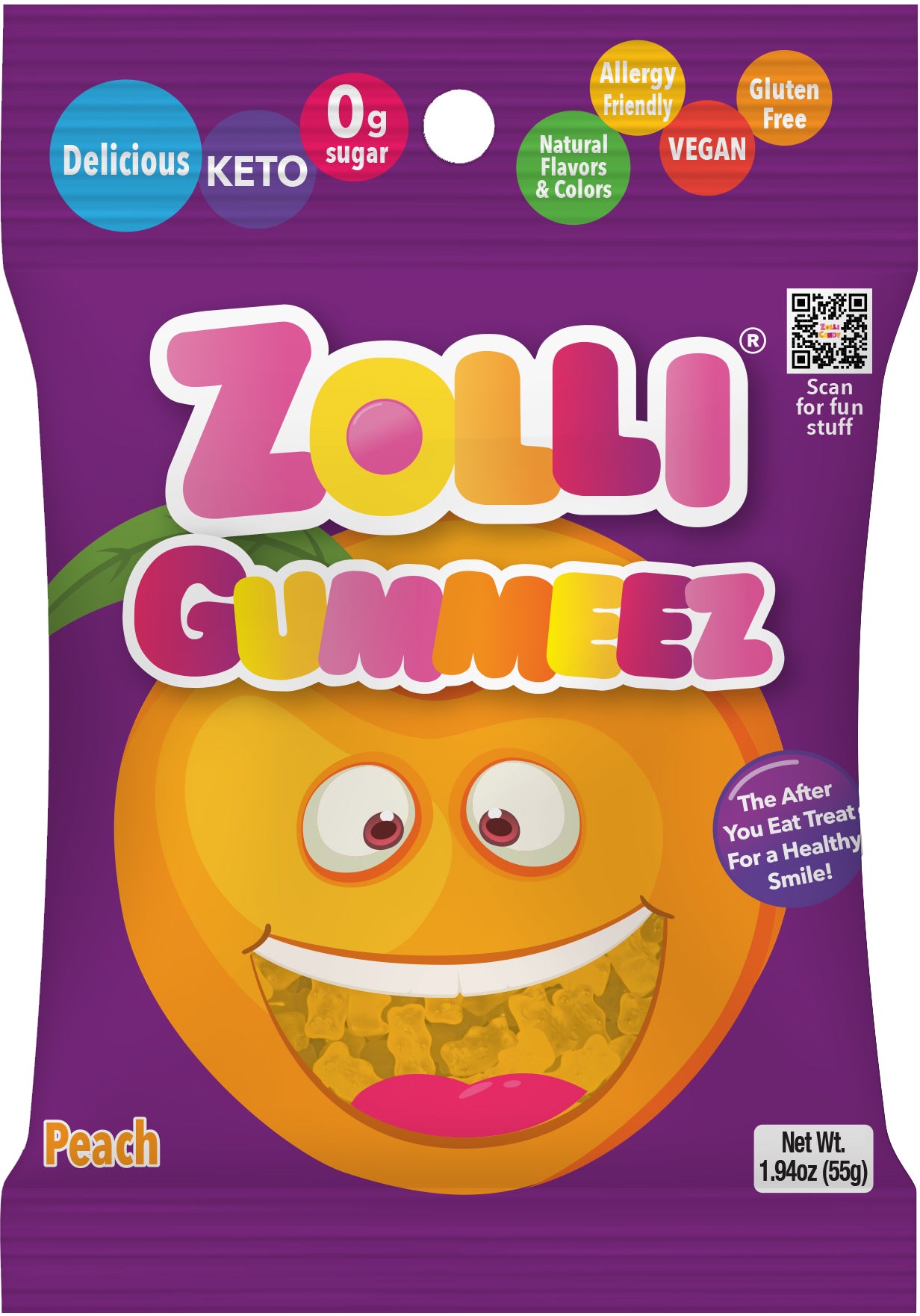 Zolli Gummeez Peach 1.94oz Bag NEW! Gummy Bears