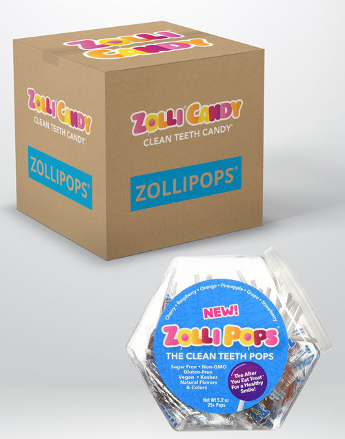 Case Zollipops® Original Assorted Small Hex Shape Jars 5.2oz - 12/case