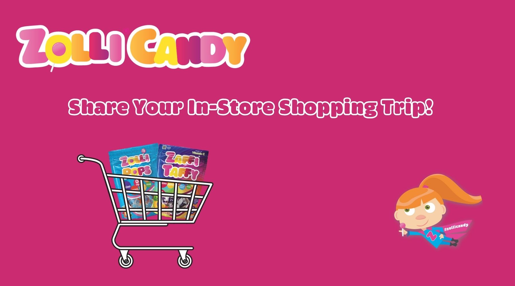 Shopping cart with bags of candy.