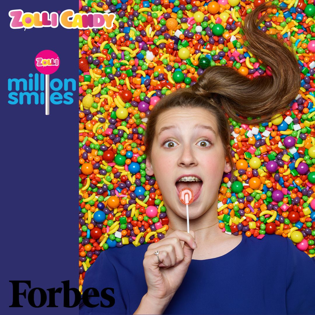 Alina Morse in a pile of candy