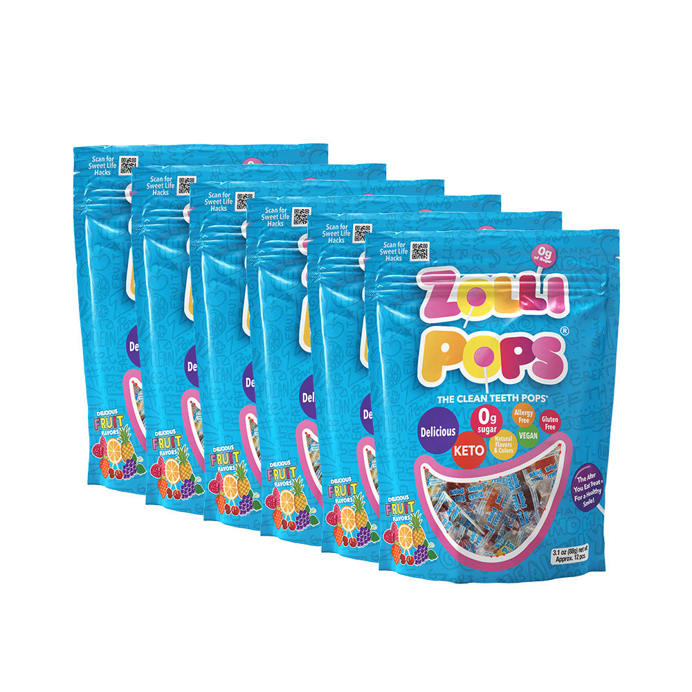 Zollipops® Original Clean Teeth Candy Assorted Fruit Flavors - 6 pack
