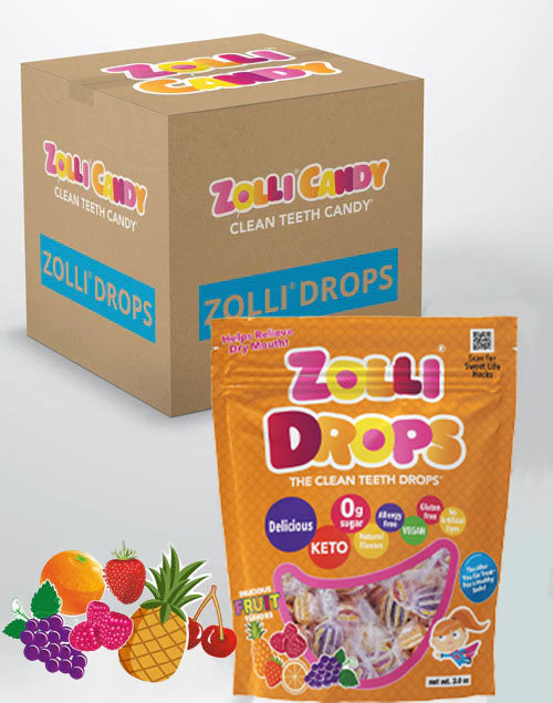 Zolli Drops 24 count bulk case of 3.1oz bags in Original Assortment of flavors.