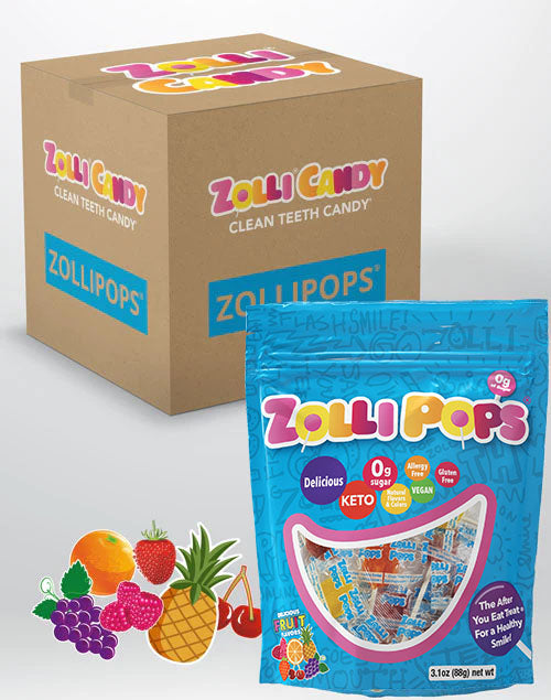 Zollipops 24 count bulk case of 3.1oz bags in Original Assortment of flavors.