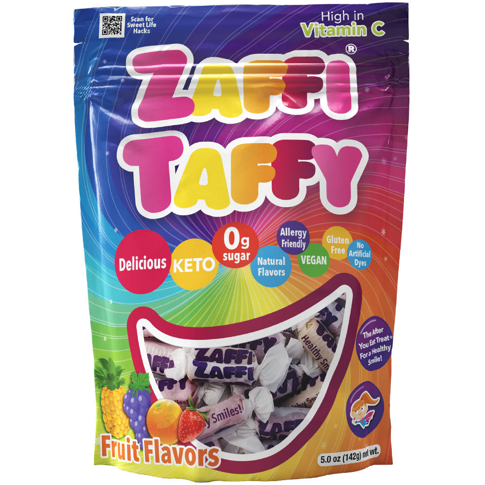 Bag of assorted fruit zaffi taffy.