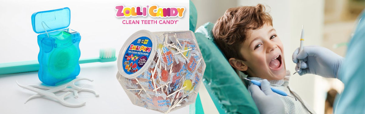 Zoli Candy dental product with a child at the dentist