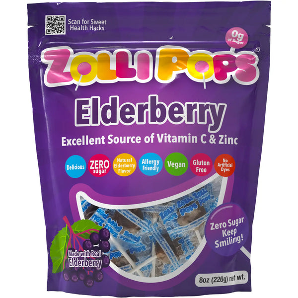 Zollipops Sugar Free Elderberry Lollipops with Vitamin C and Zinc