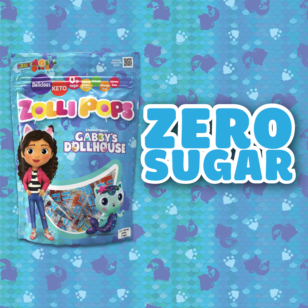 Zolli Ball Pops, Zollipops, and Zaffi Taffy have zero sugar.