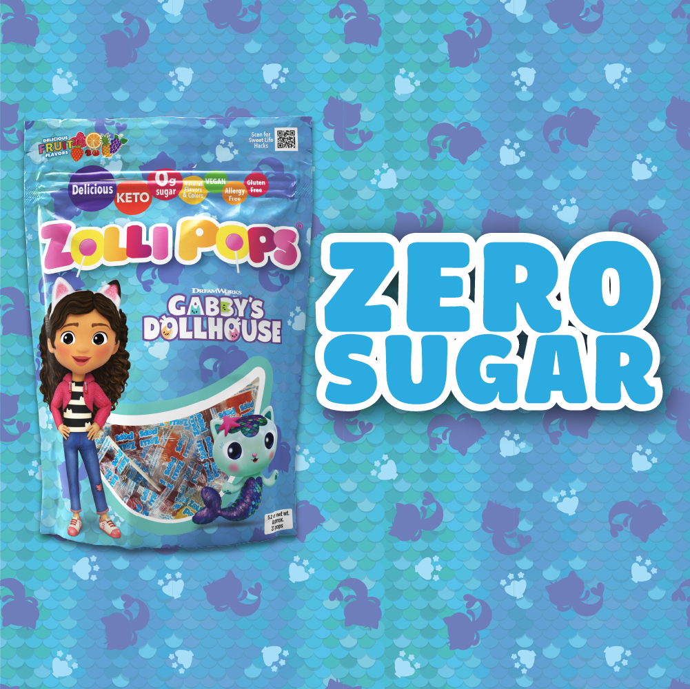 Gabby's Dollhouse Zollipops have Zero sugar.