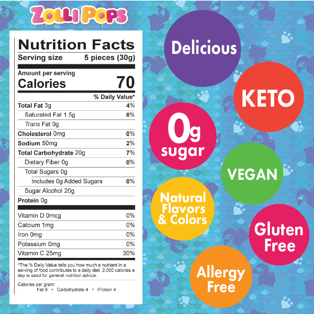Gabby's Dollhouse Zollipops Nutrition Facts