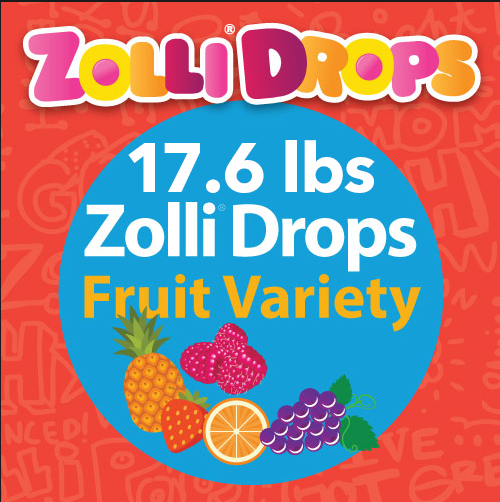 Zolli Drops 17.6 pounds bulk pack in Fruit Assortment of flavors.