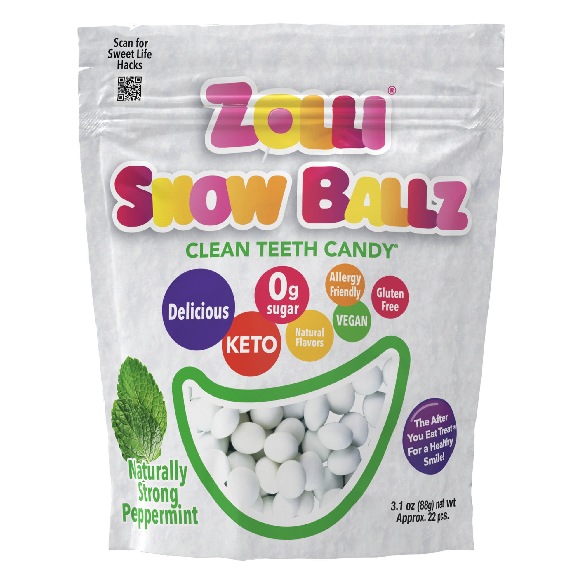 Zolli Snow Balls 3.1oz pack in Naturally Strong Peppermint flavor.