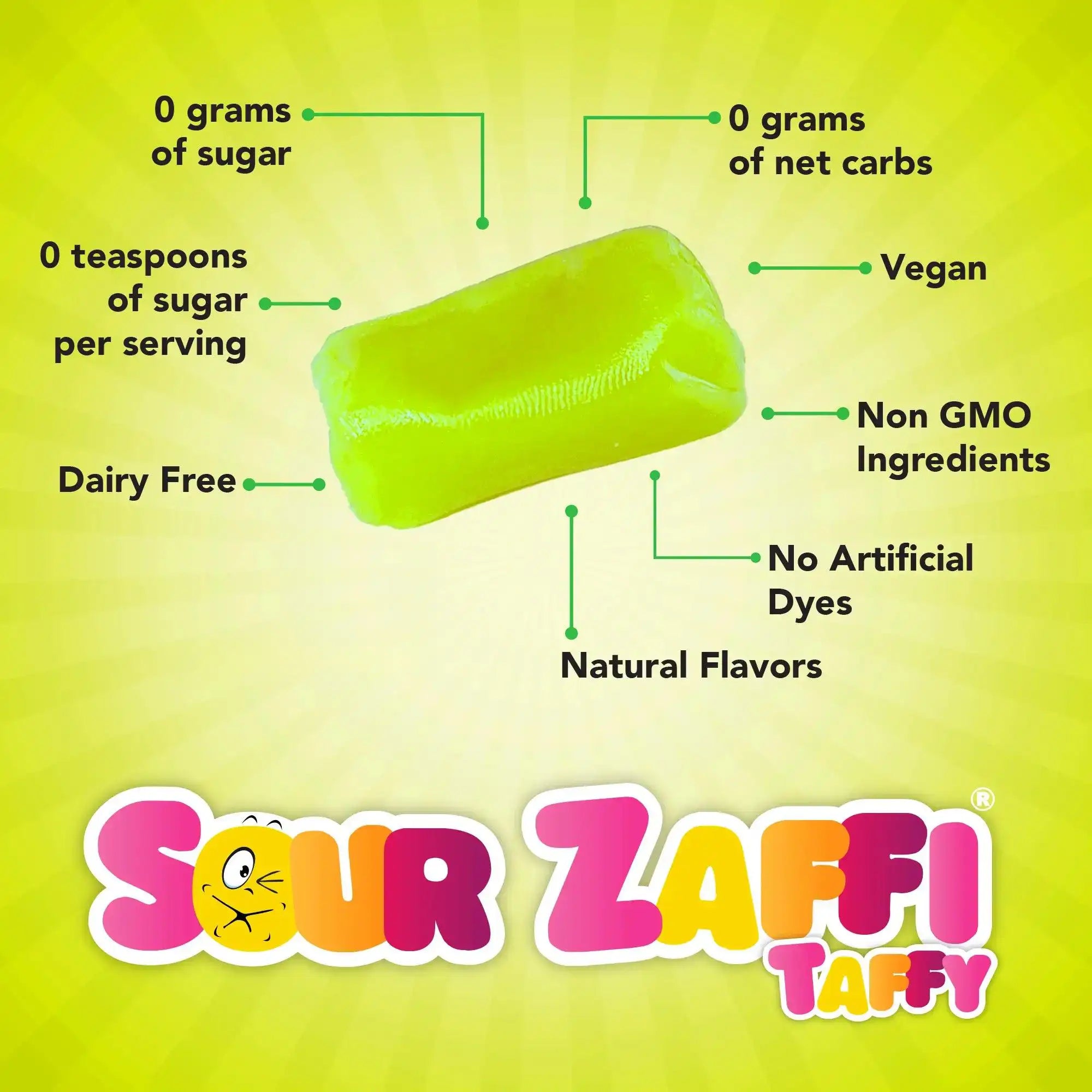 Zolli® Zaffi Sugar Free Sour Taffy Green Apple 1oz Bars 5 pack Zolli® Zaffi Sugar Free Sour Taffy Green Apple 1oz Bars 5 pack