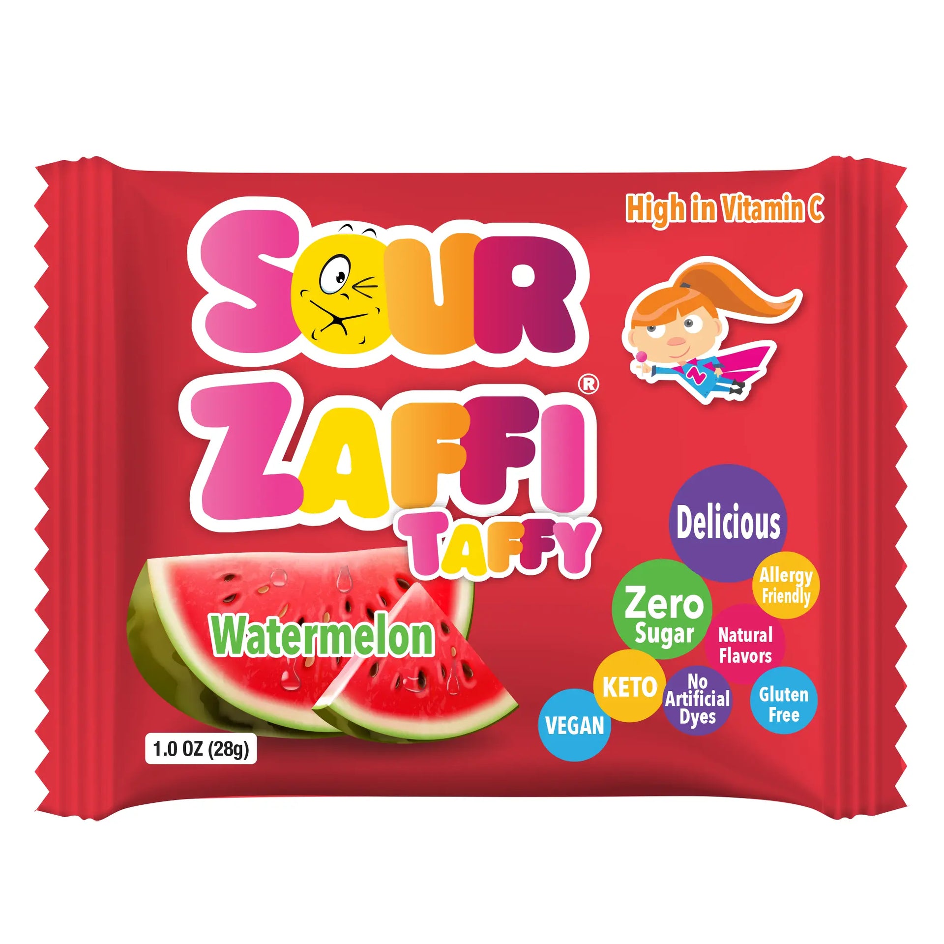 【Mollini/モリーニ】DUVESSA-TOMO Zolli® Zaffi Sugar Free Sour Taffy Watermelon 1oz Bars 5 pack
