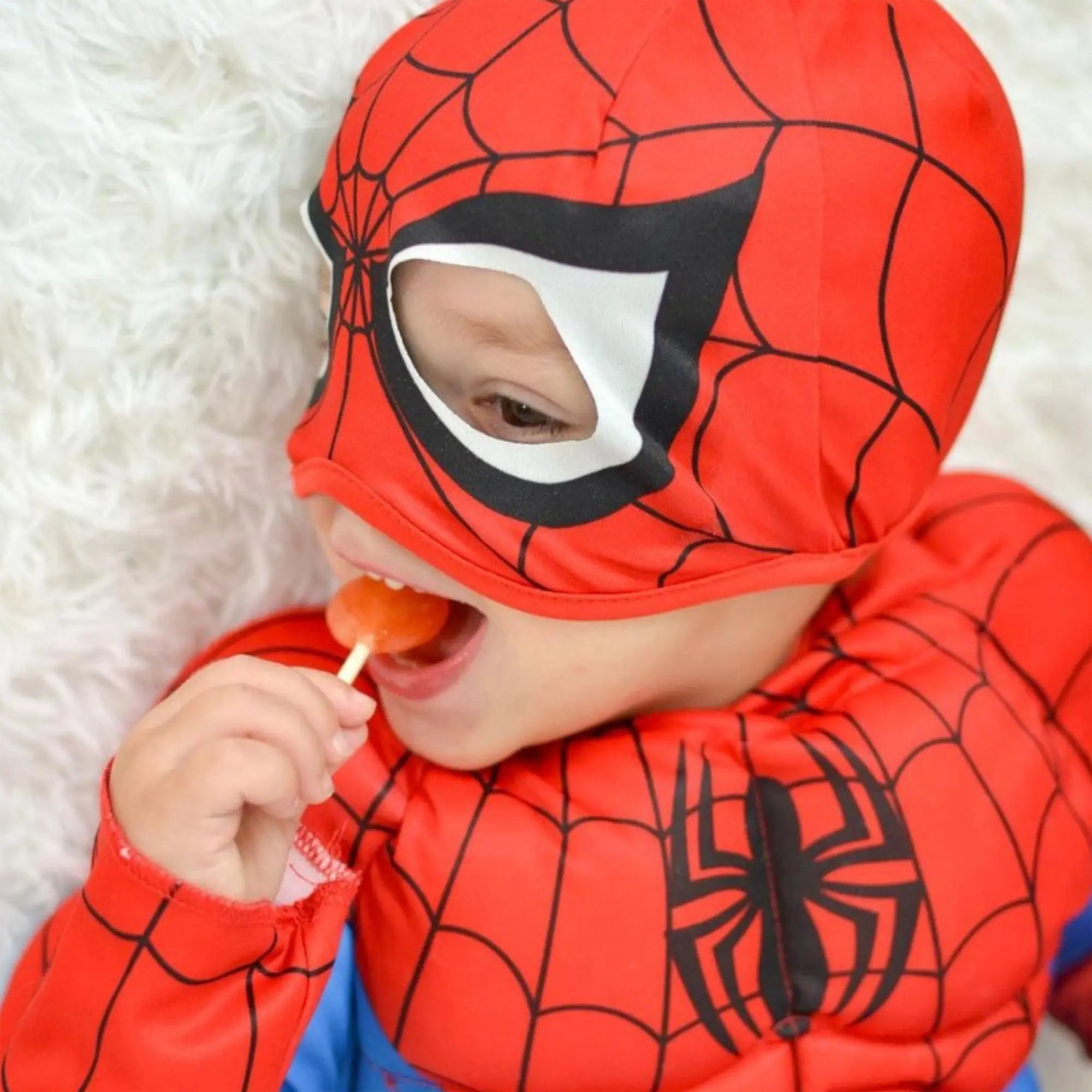 Spiderman with a zollipop.