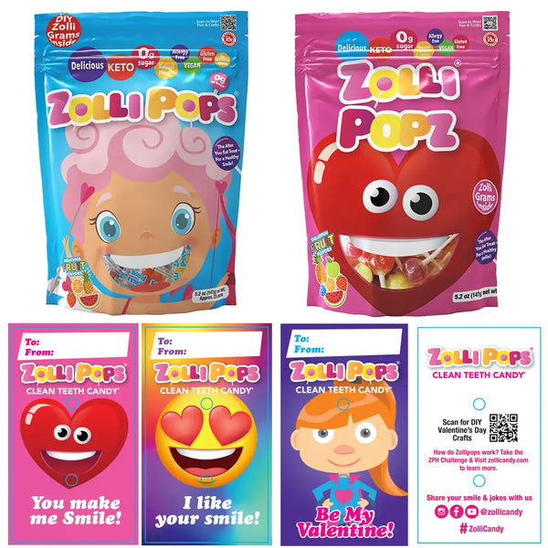 Valentine's Day Zolli® Candy Sugar Free Lollipops 2 Pack Bundle