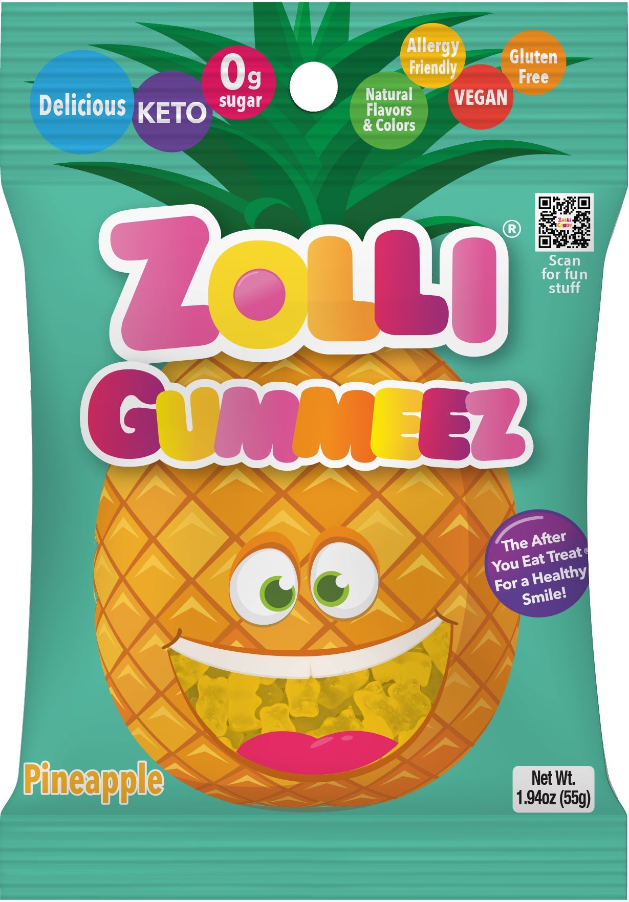 Zolli Gummeez Pineapple 1.94oz Bag Gummy Bears - 8 Pack