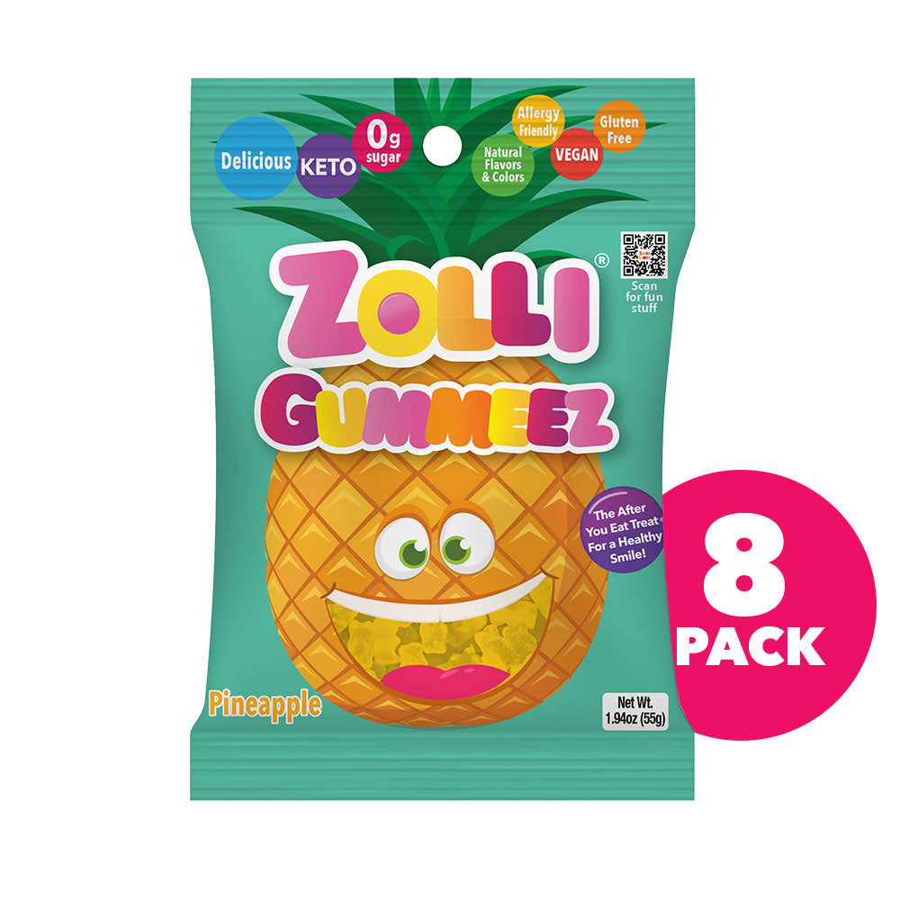 Zolli Gummeez Pineapple 1.94oz Bag Gummy Bears - 8 Pack-Zollicandy