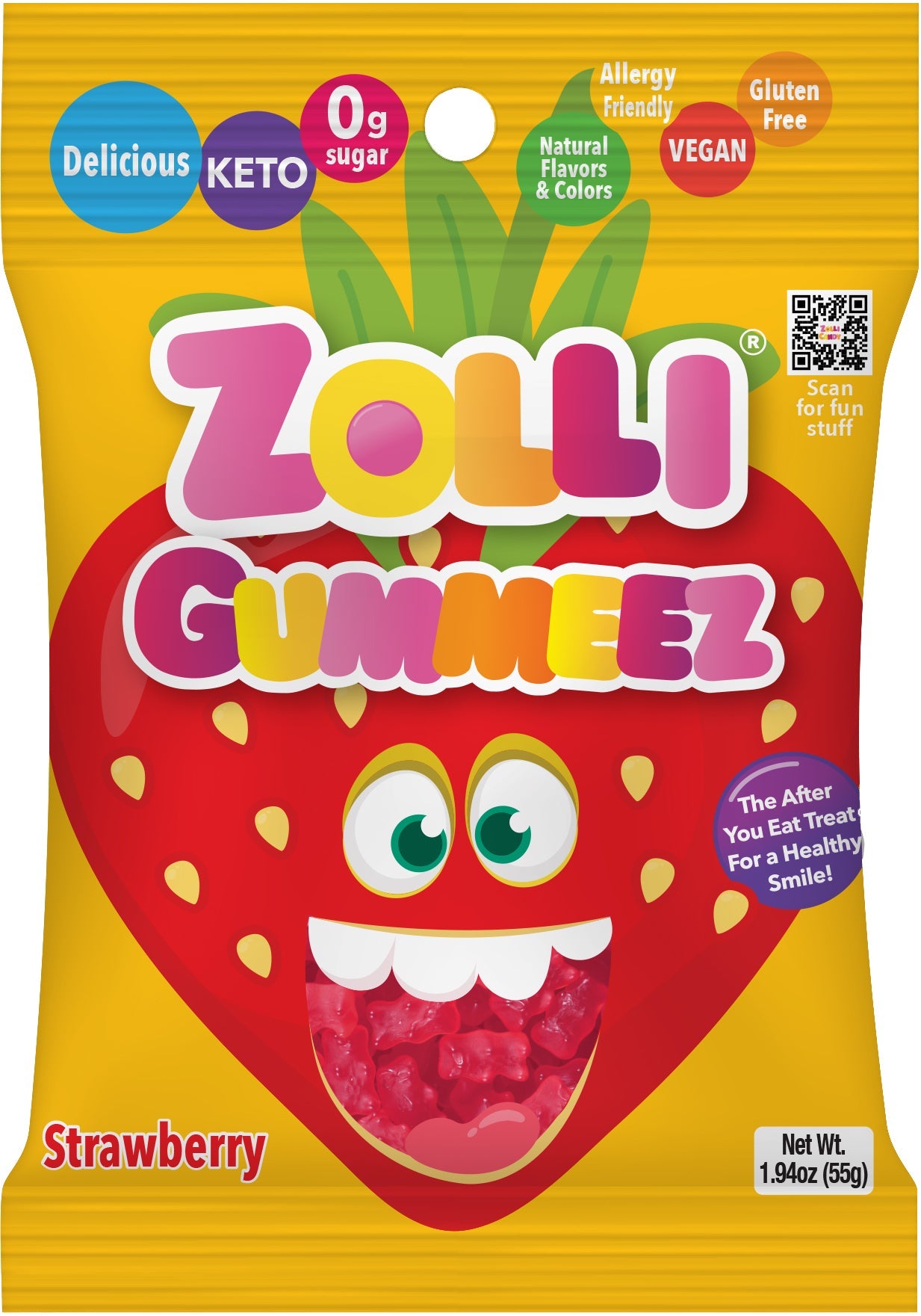 Zolli Gummeez Strawberry 1.94oz Bag Gummy Bears - 8 pack