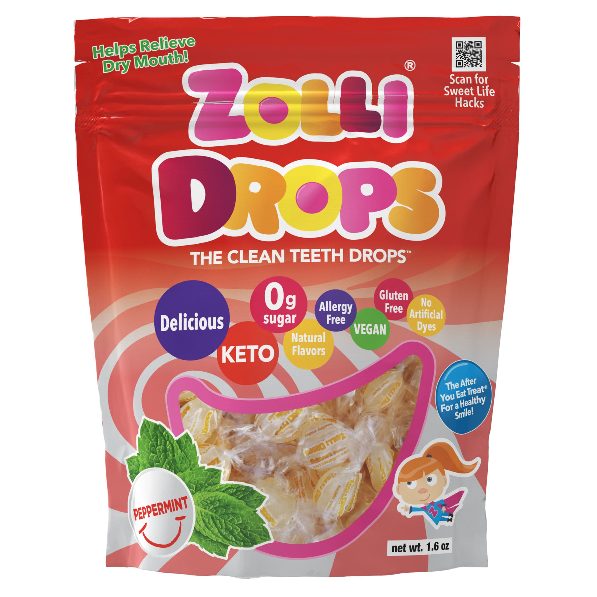 Zolli Drops Peppermint Flavored Clean Teeth Hard Candy