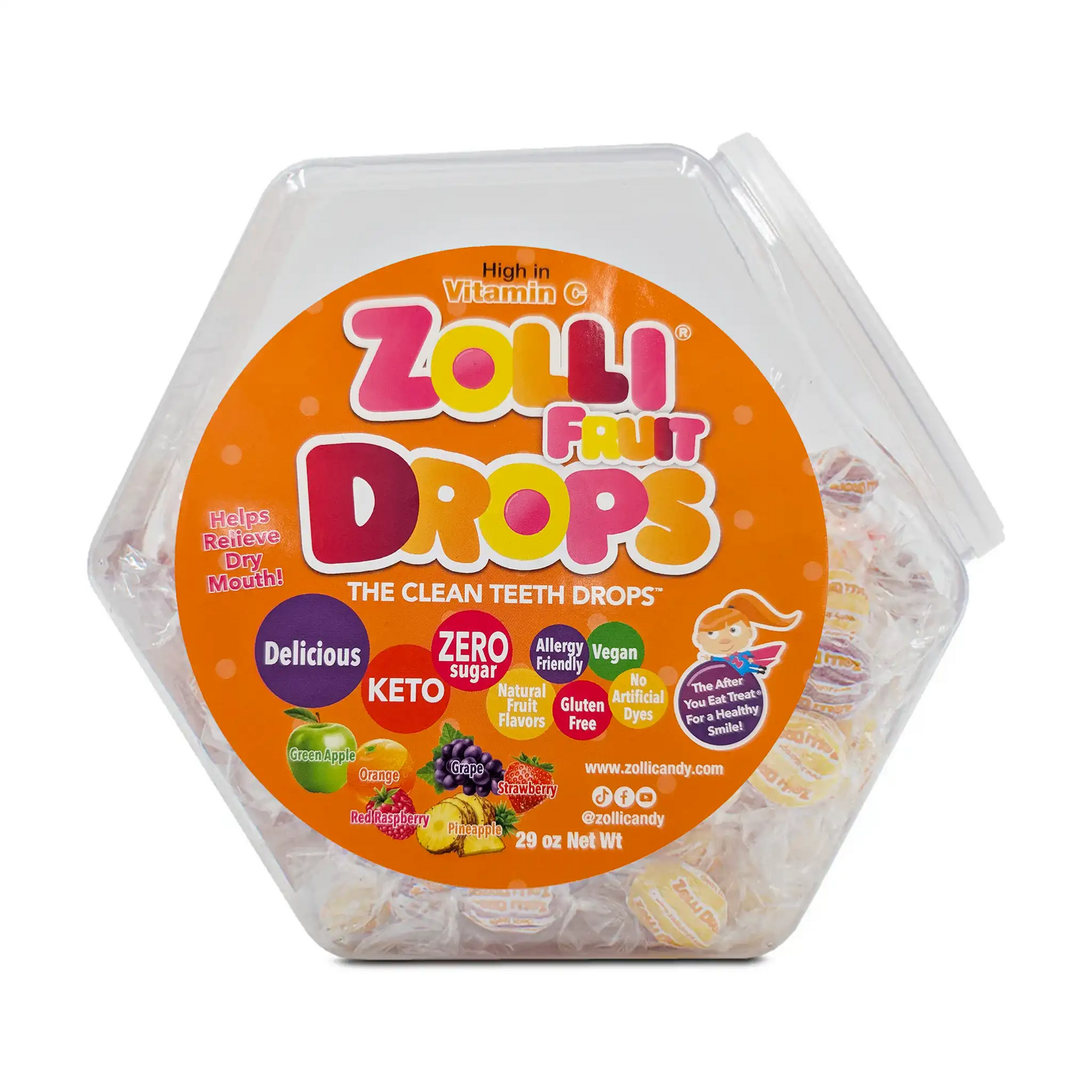 Zollli Fruit Drops packaging on a white background