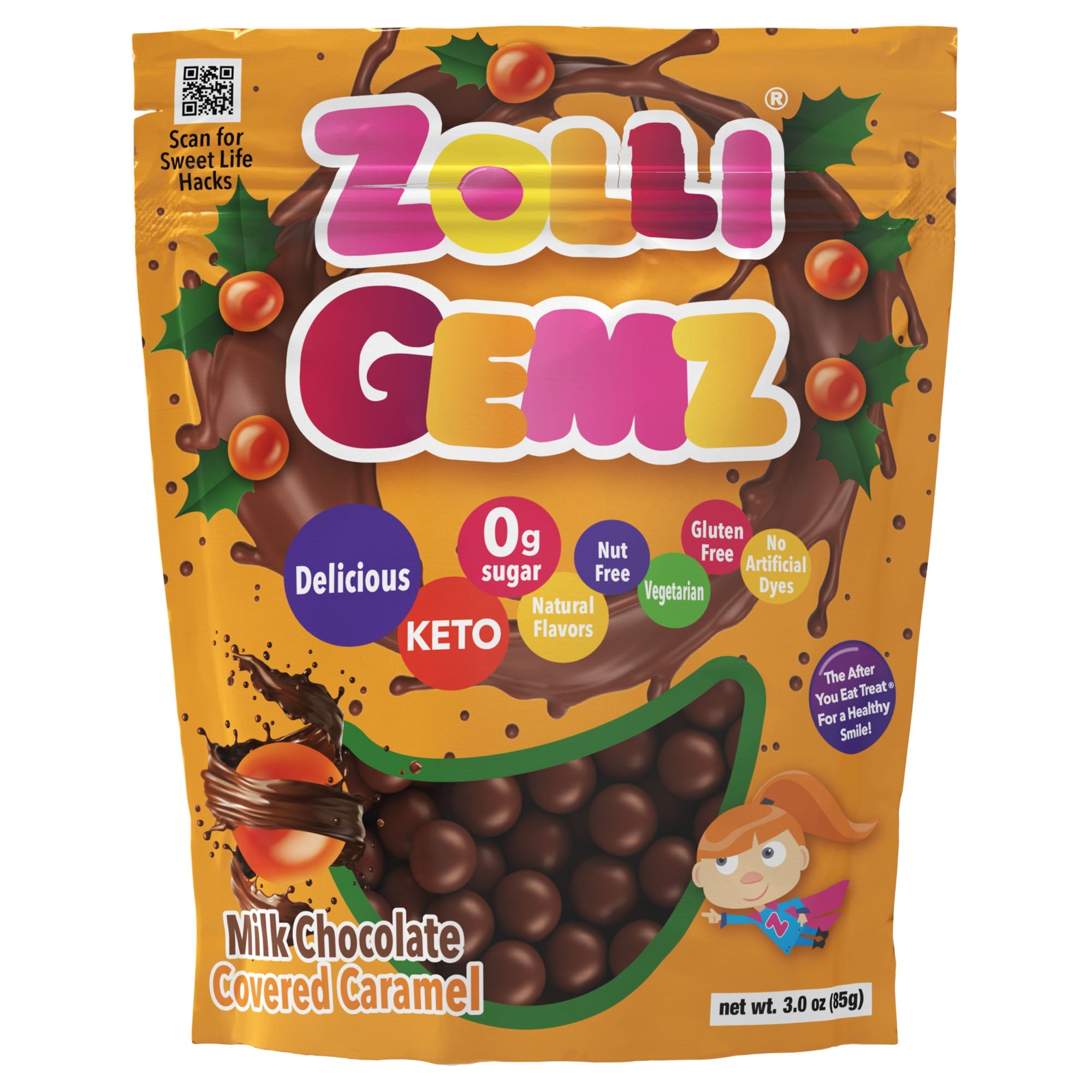 Zolli Milk Chocolate Caramel Gemz Bundle 6 - 3oz. Bags