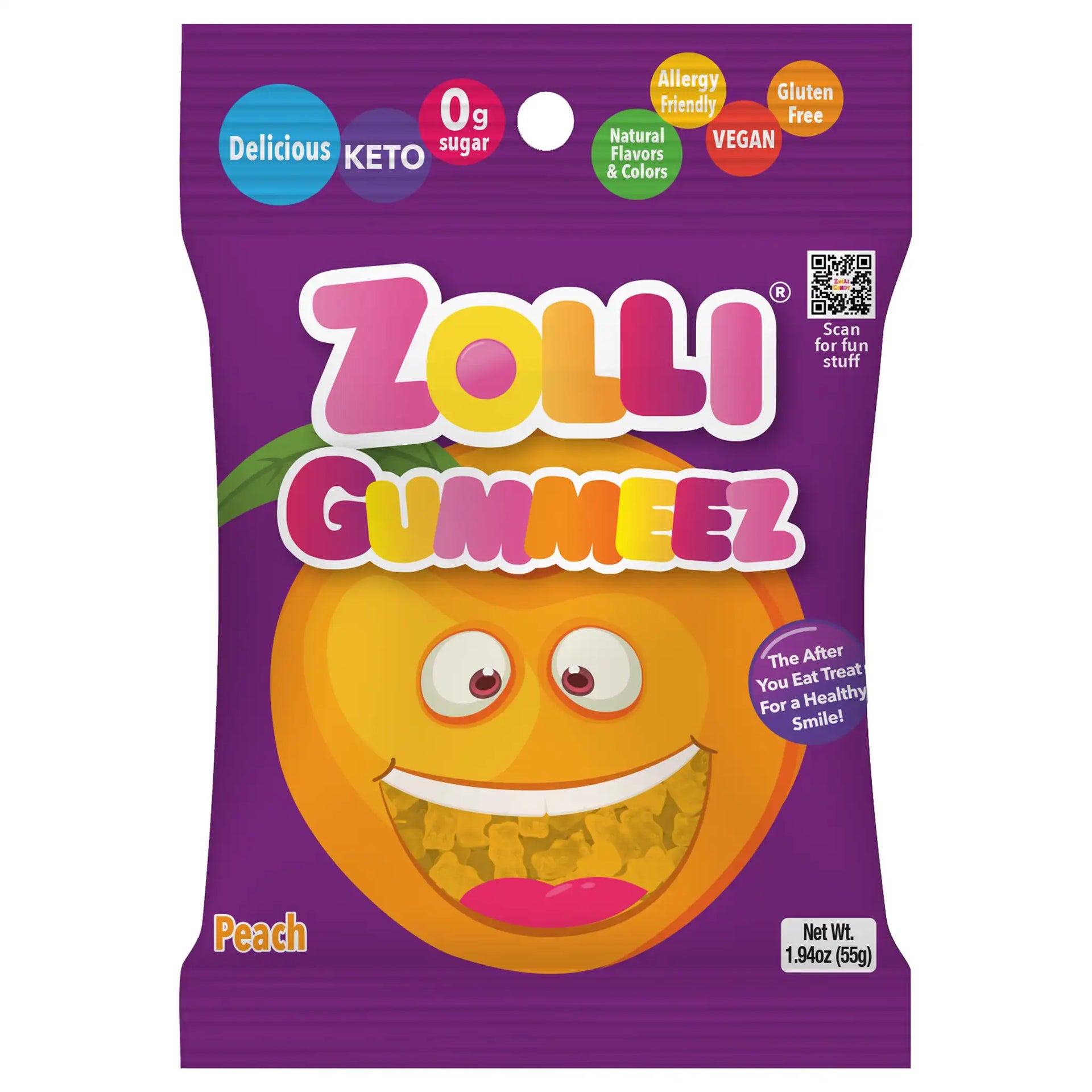 Zolli Gummeez Sugar Free Peach Gummy Bears 1.94oz Bag – Zollicandy