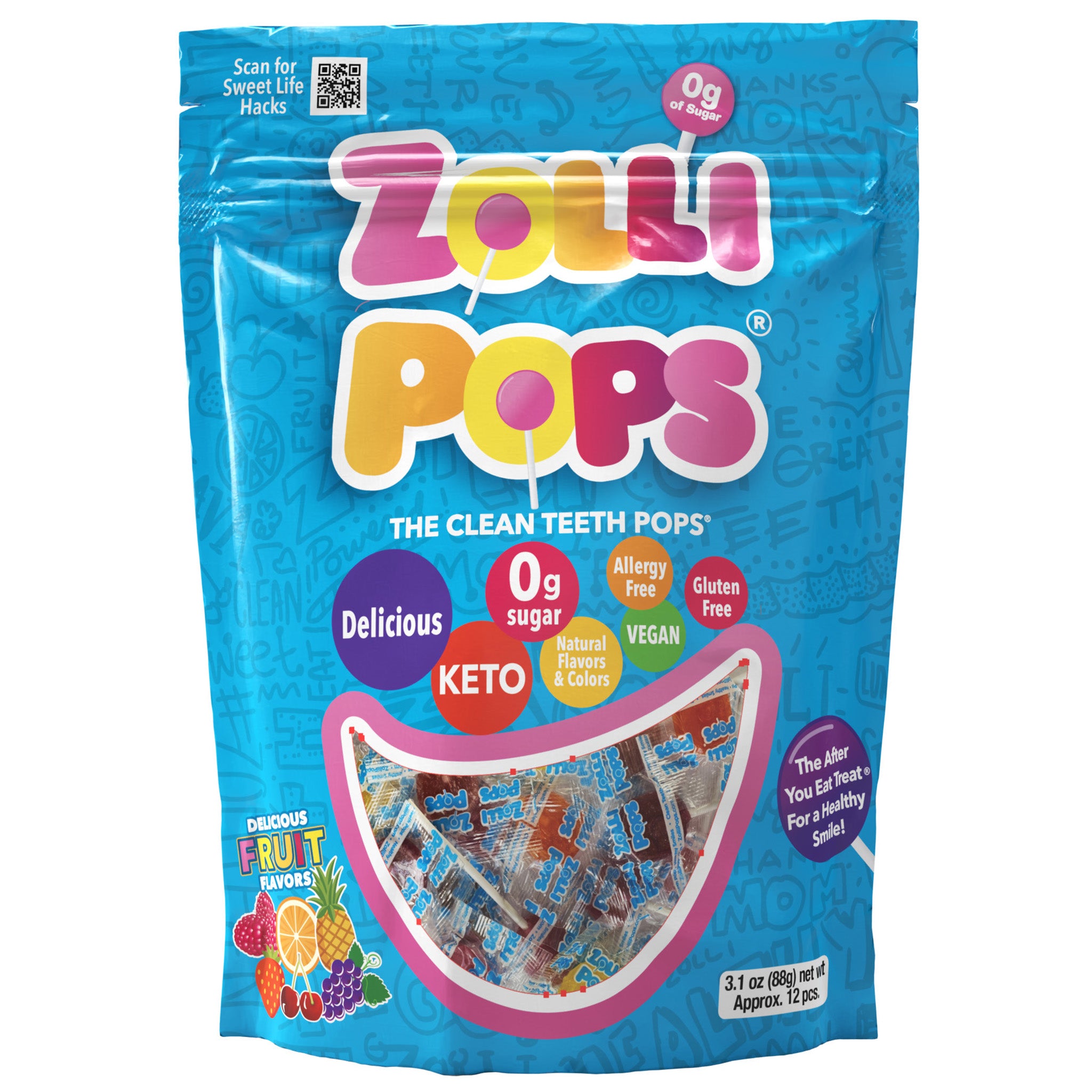 Zollipops the original Clean Teeth Lollipop in assorted fruit flavors