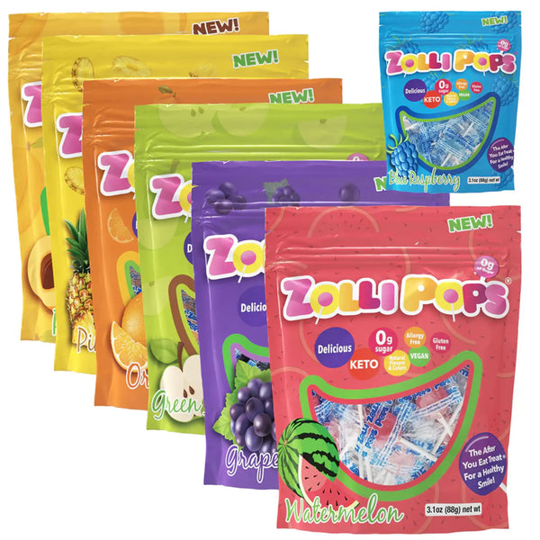 Zollipops® Sugar Free Lollipops Pack 3.1oz Bags - 6 packs Plus 1