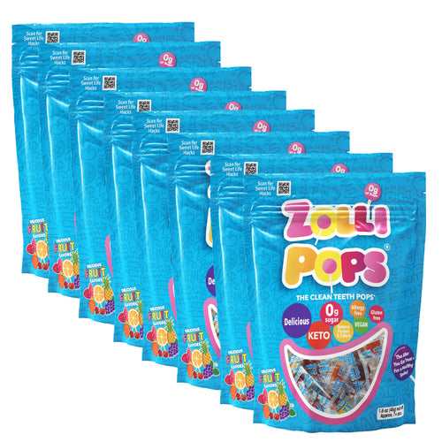 Zollipops Assorted Fruit Flavors. 8 1.6 ounce pouches.