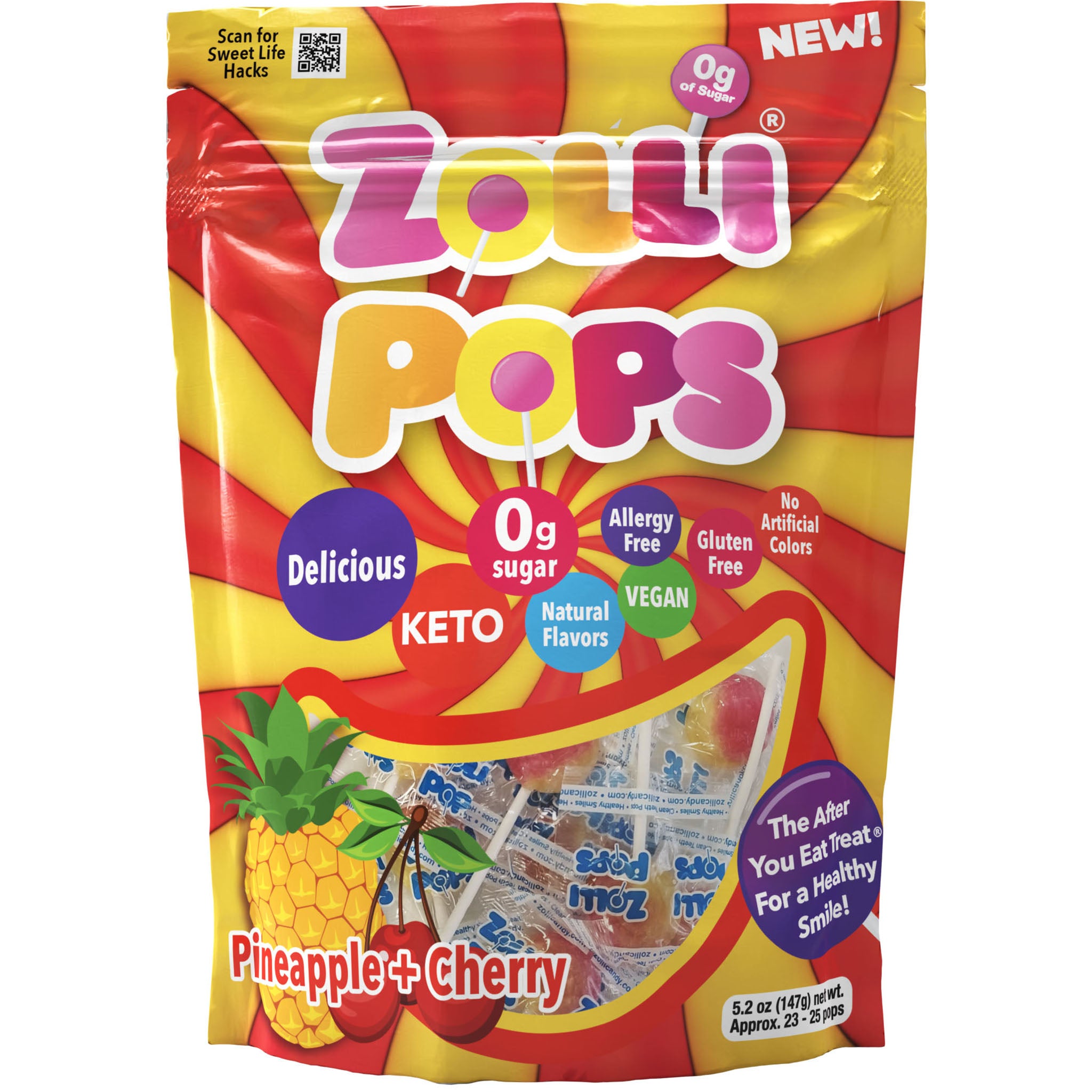 Zollipops Clean Teeth Lollipop Pineapple and Cherry 