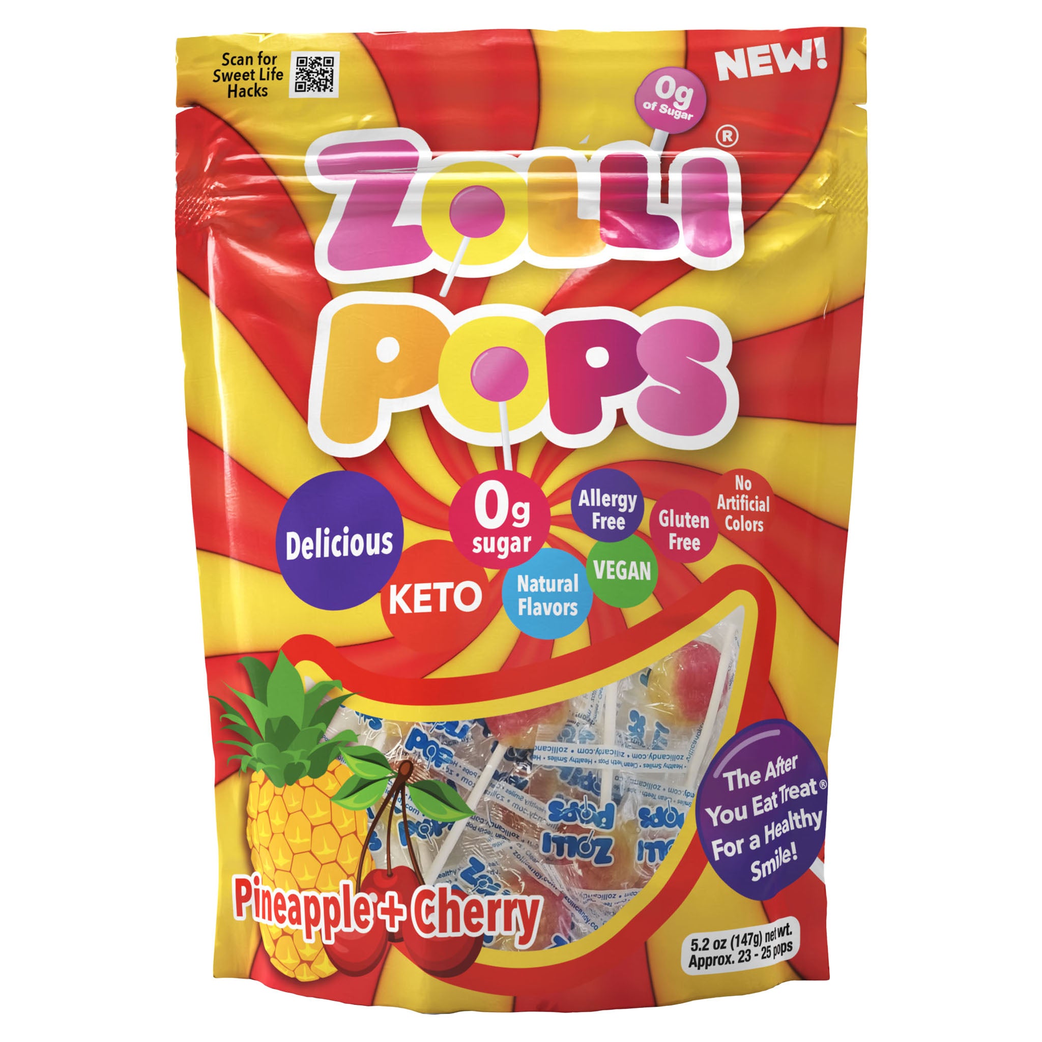 Zollipops Clean Teeth Lollipop Pineapple and Cherry