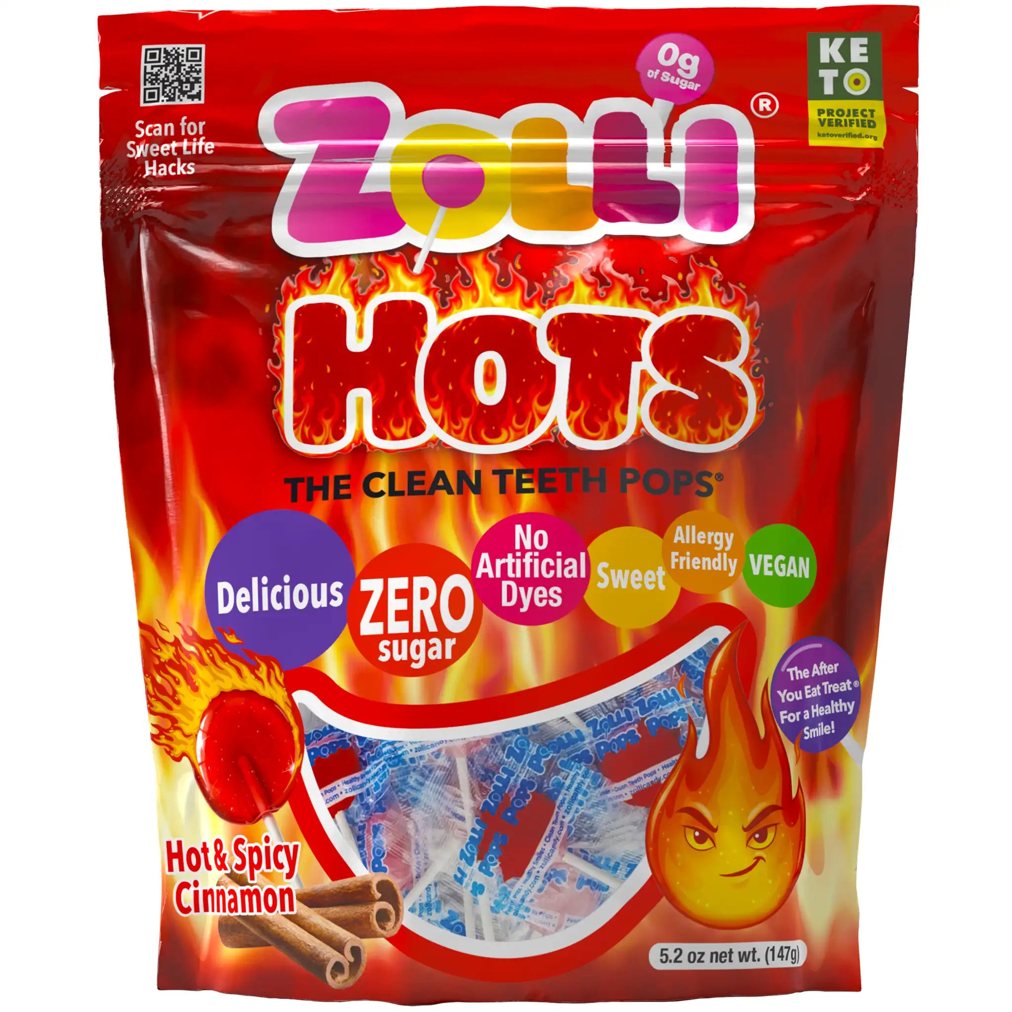 Zollli Hots packaging with colorful design and text on a white background