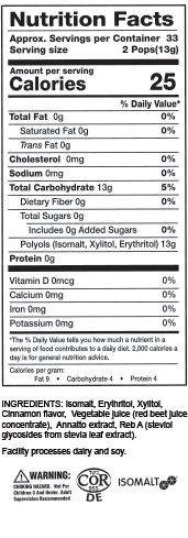 Nutrition label for a product with ingredients and warning information.