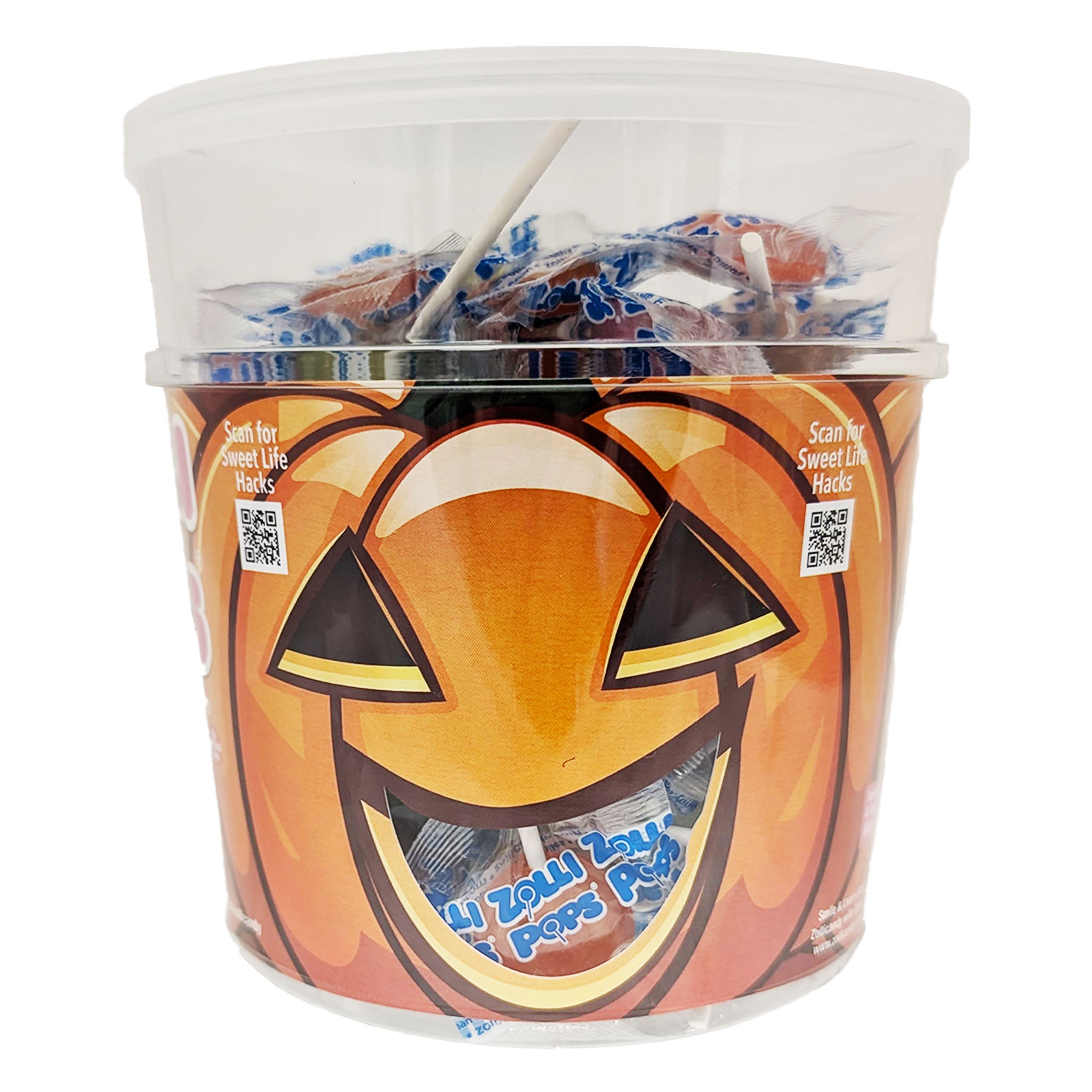 Zollipops Halloween tub of lollipops.