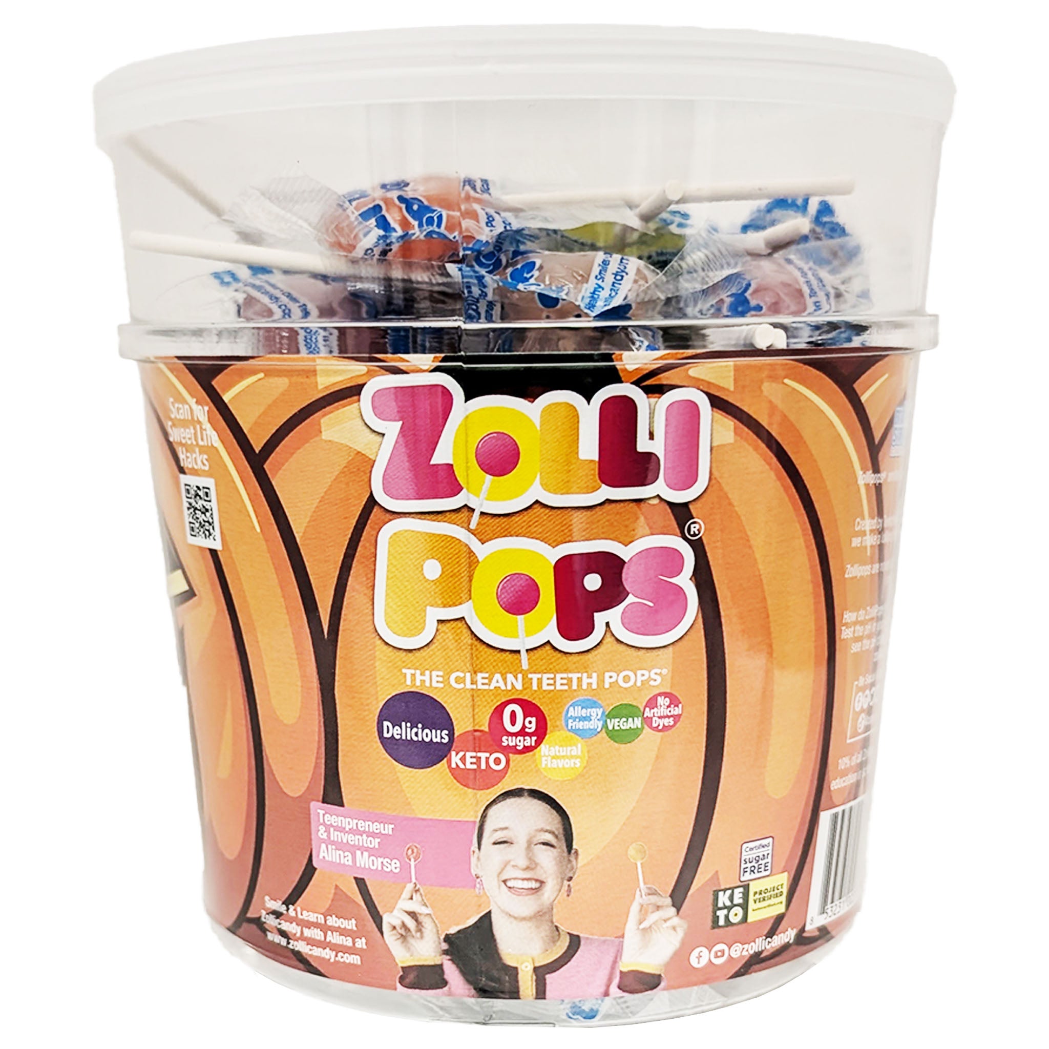 Zollipops Halloween tub of lollipops.