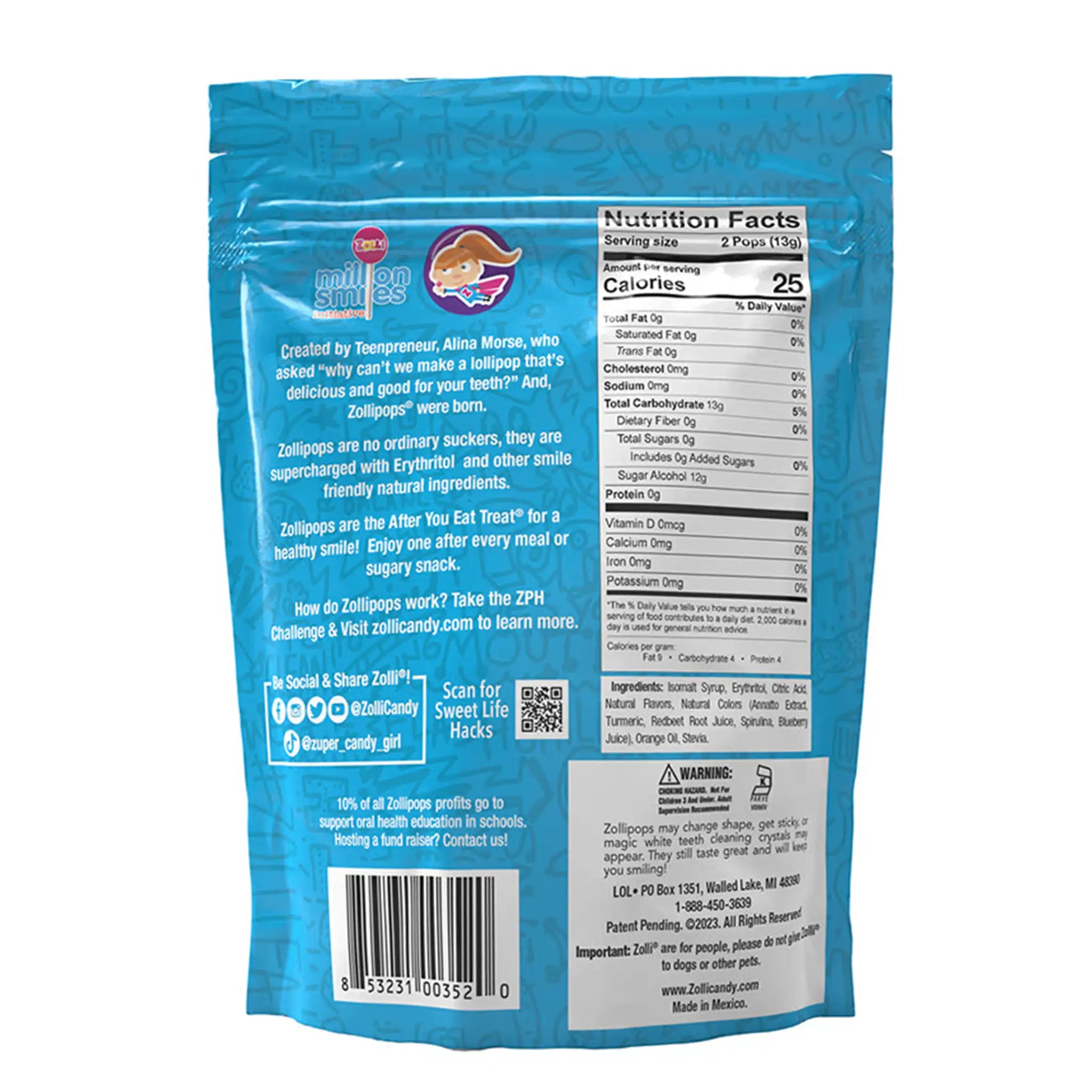 Zollipops® Original Clean Teeth Sugar Free Lollipops Assorted