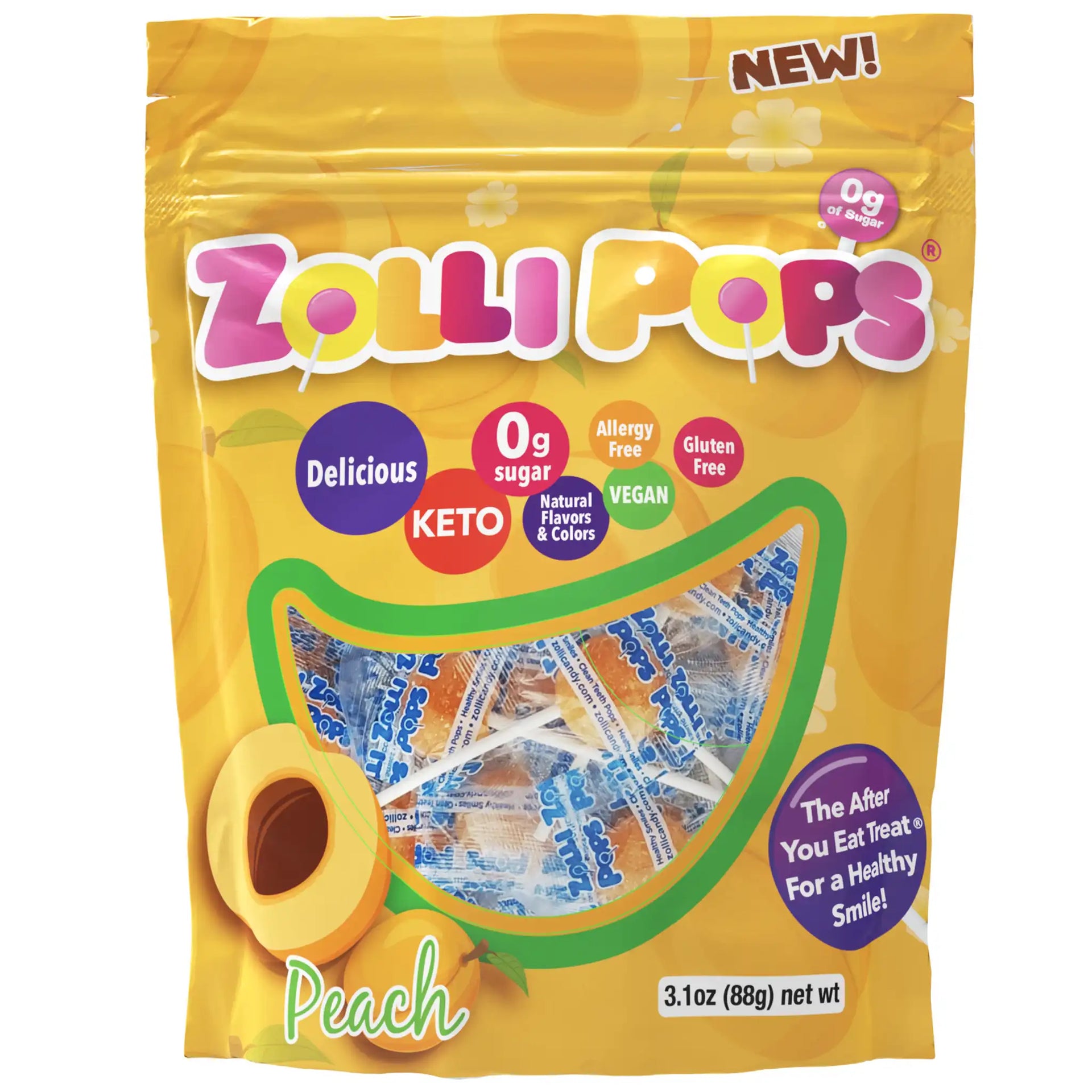 Zollipops® Sugar Free Lollipops Peach 3.1oz – Zollicandy