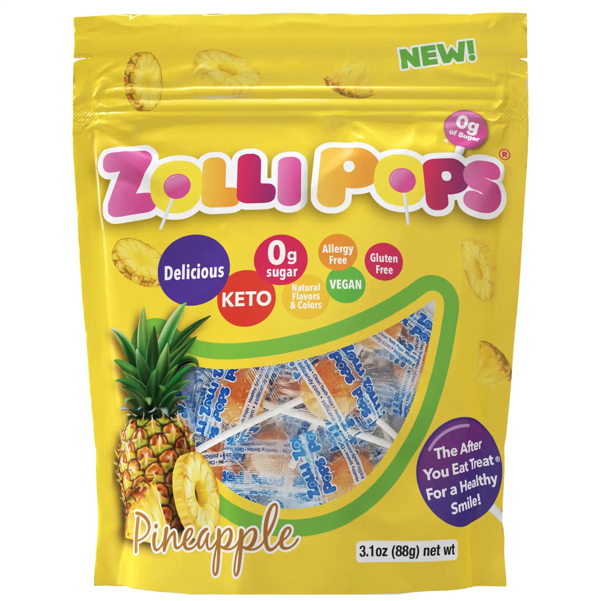 Angely Sugar トップス PR 700ポイント Zollipops® Sugar Free Lollipops Pineapple 3.1oz – Zollicandy