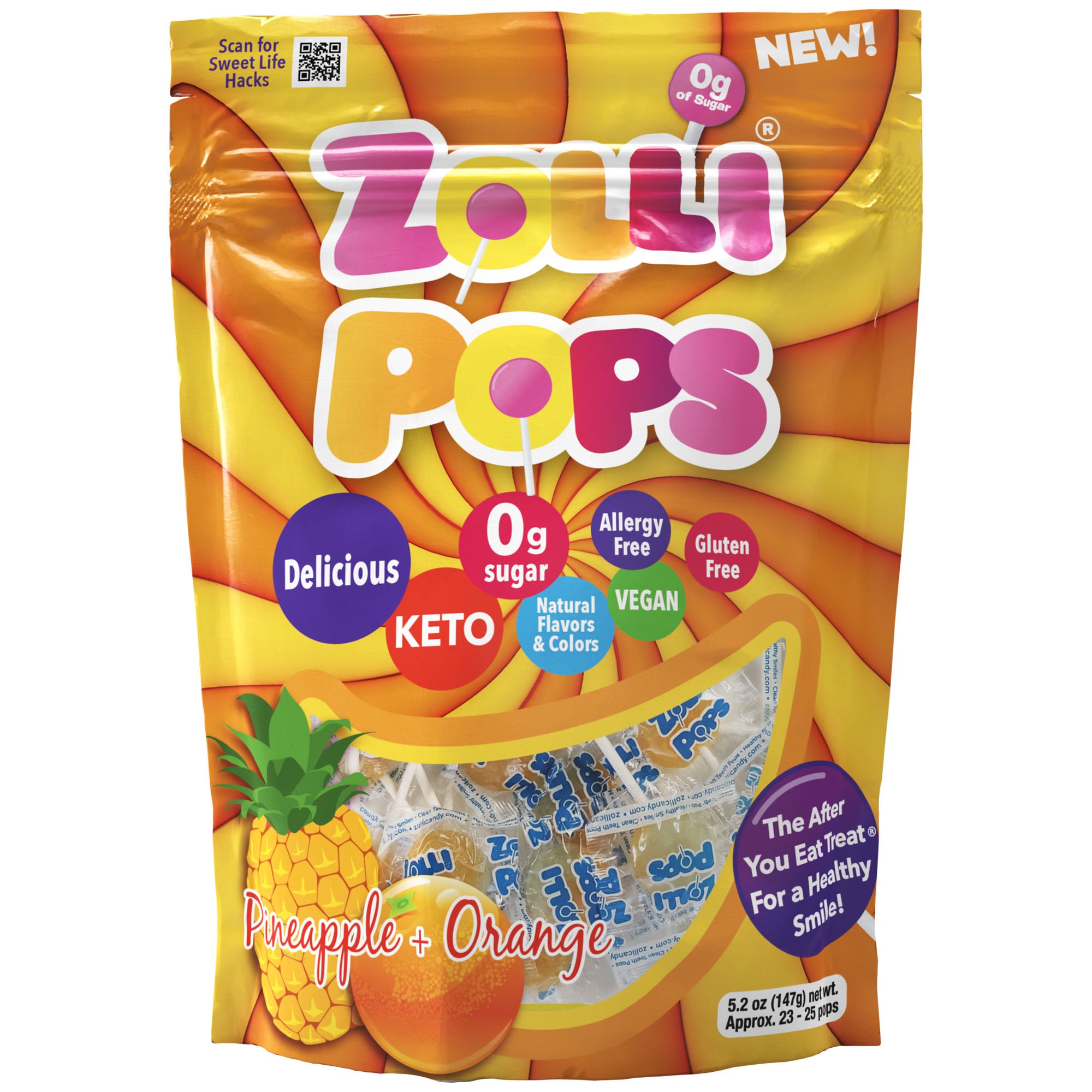 Zolli Pops Pineapple and Orange Clean Teeth Lollipop