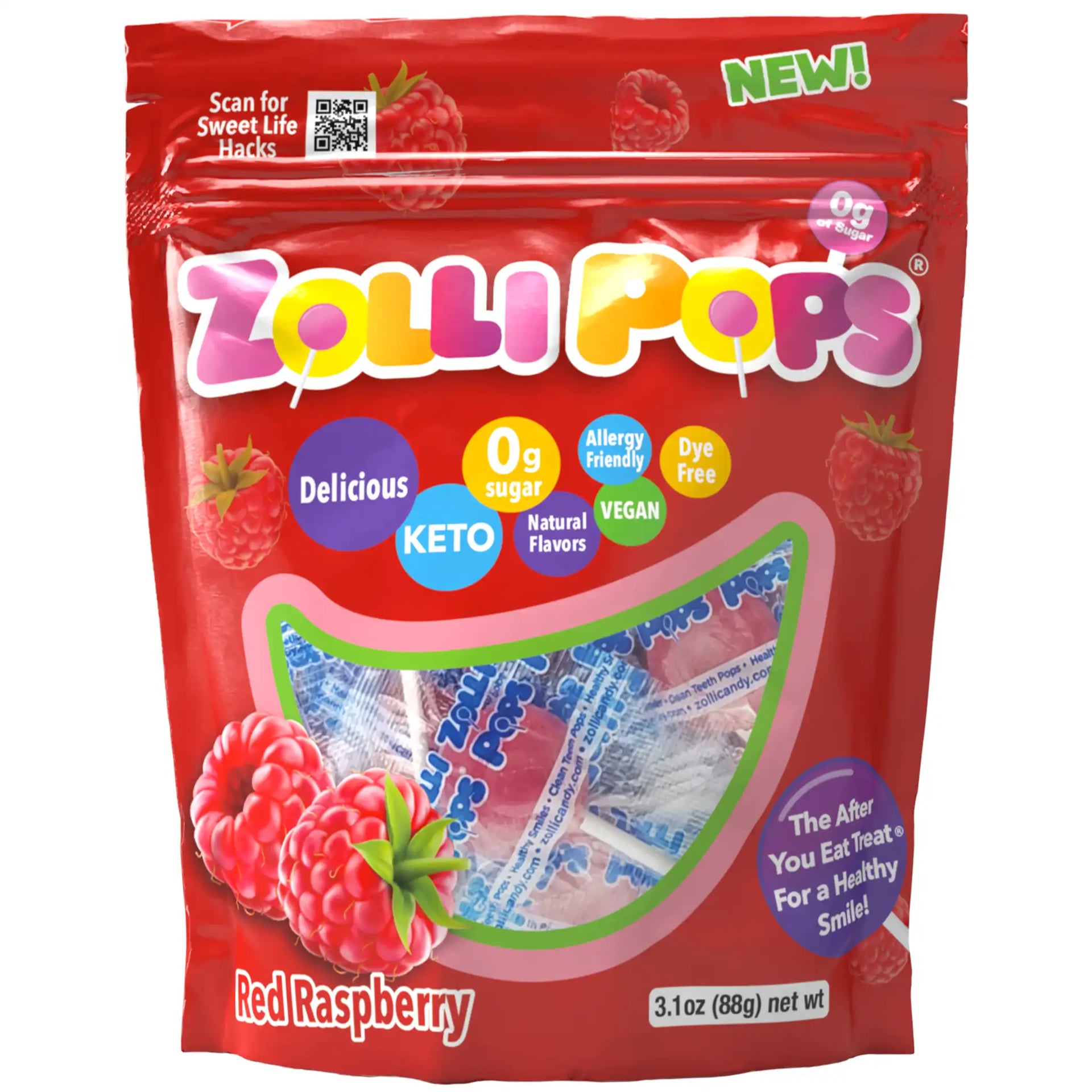 Zollipops® Sugar Free Lollipops Raspberry 3.1oz – Zollicandy