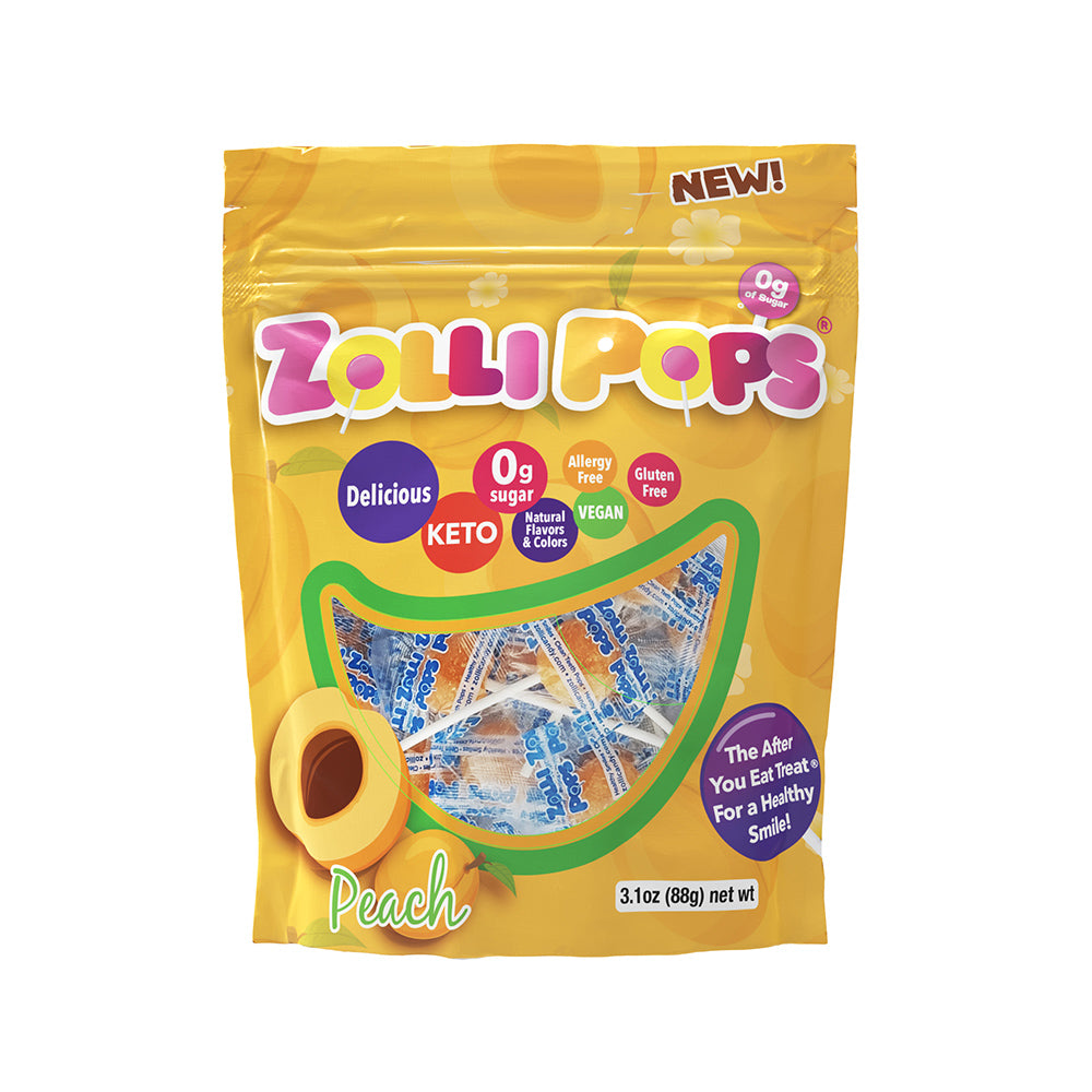 Zollipops® Peach Flavor 3.1oz Bag