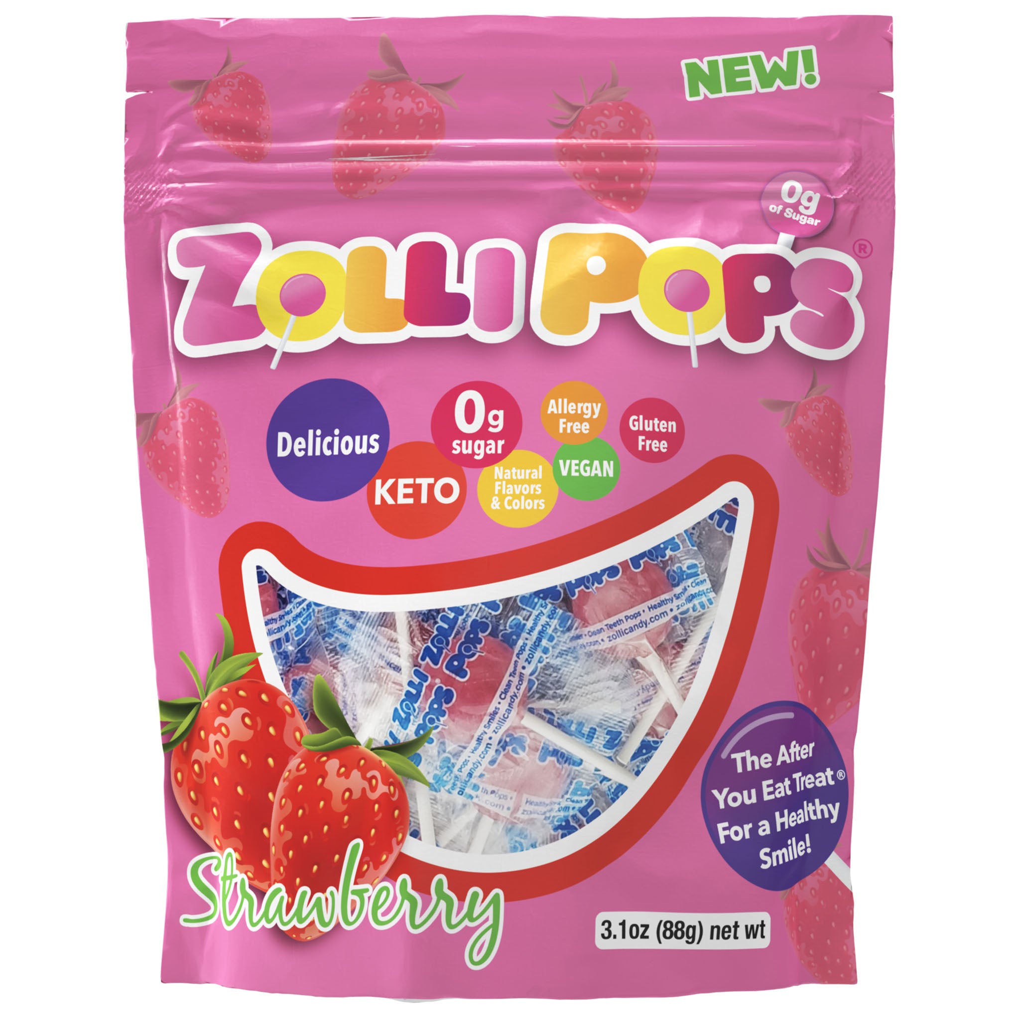 Sugar Free Strawberry Lollipops 3.1 oz.