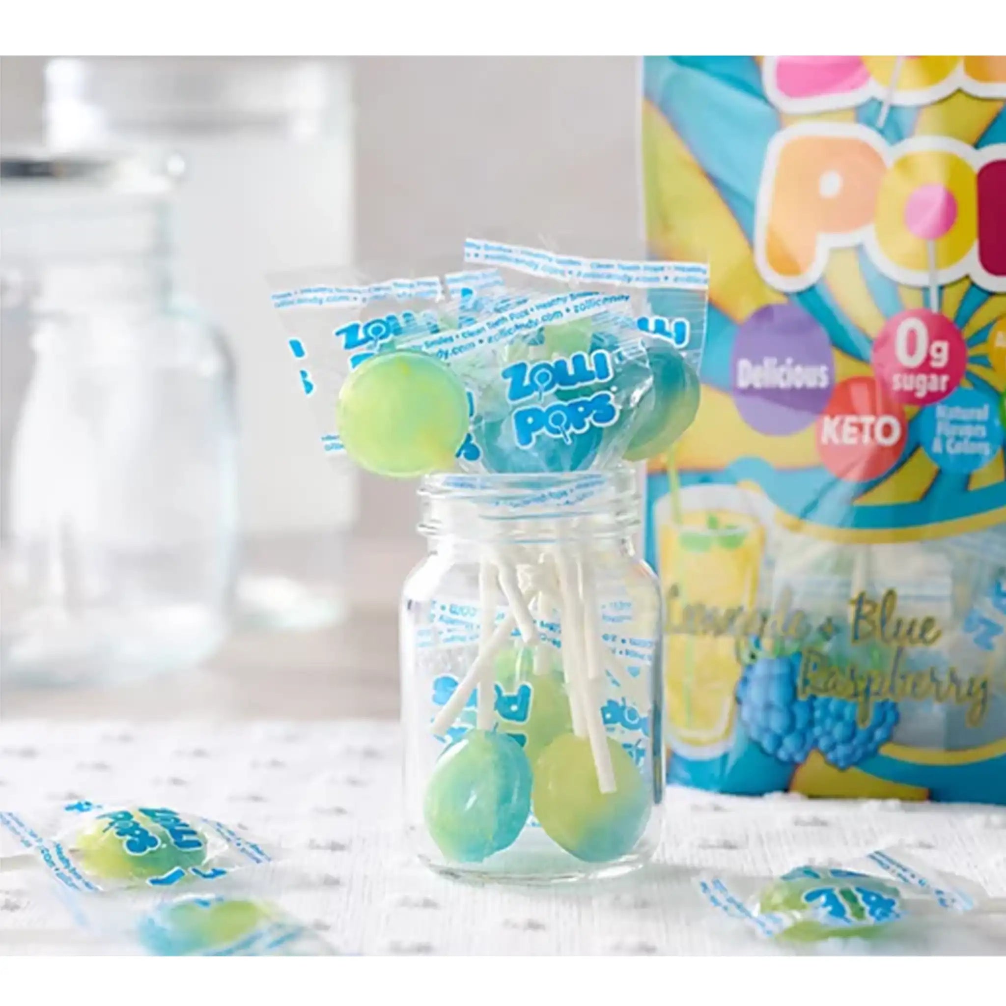 Zollipops Sugar Free Lollipops Lemonade & Blue Raspberry Swirl Zollipops Sugar Free Lollipops Lemonade & Blue Raspberry Swirl