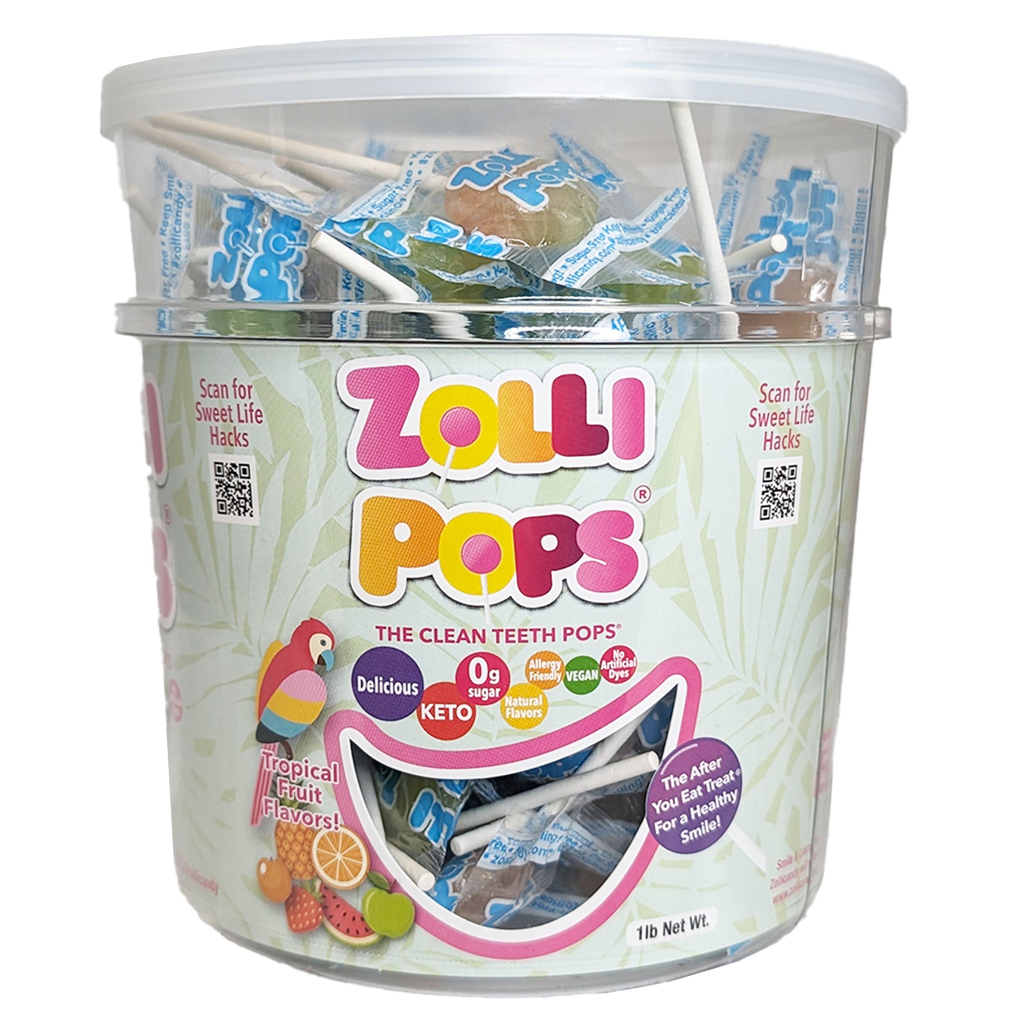 Zollipops Original "Clean Teeth Candy". 1 LB Tub.