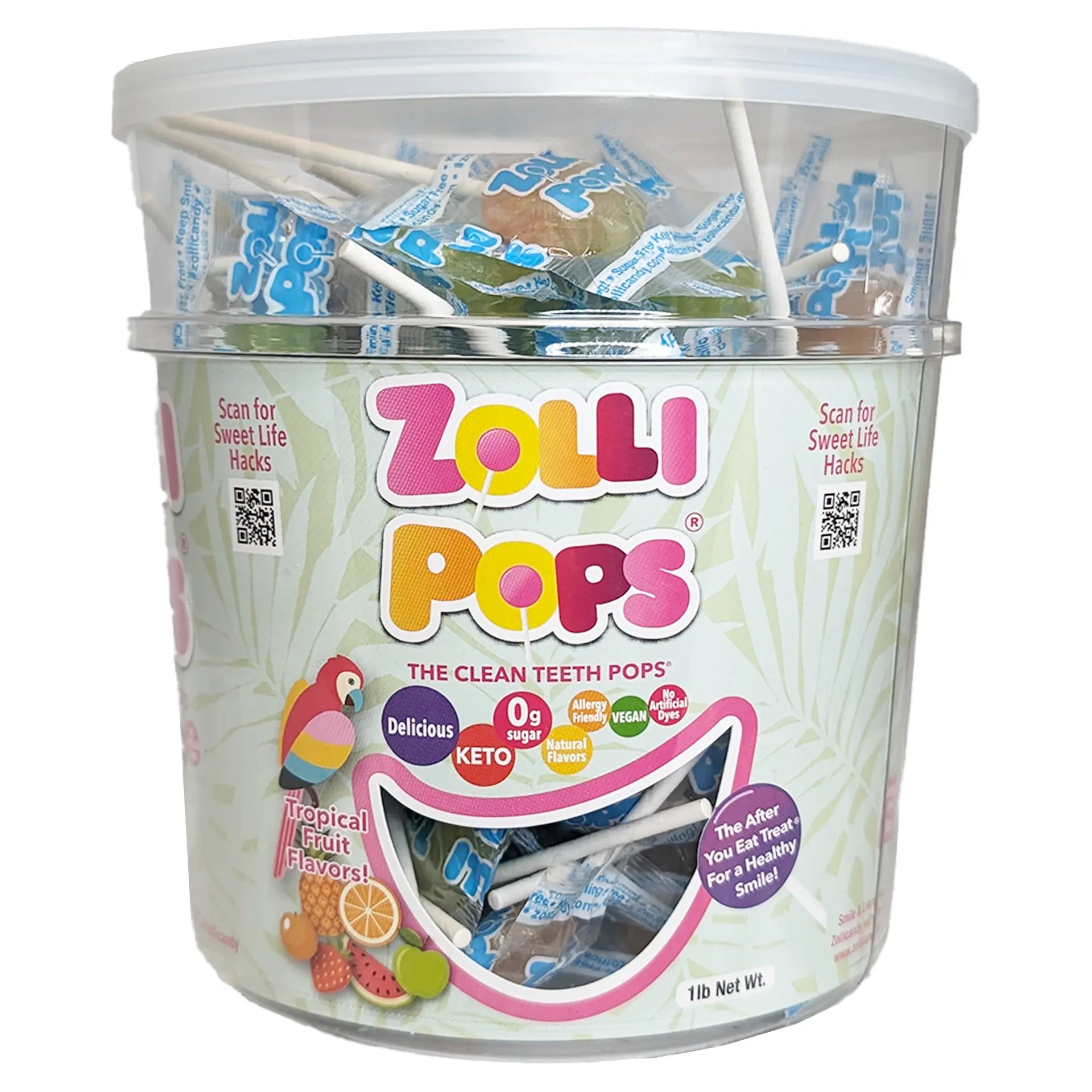 Zollipops Sugar Free Lollipops Tropical Flavors 1-lb Tub – Zollicandy