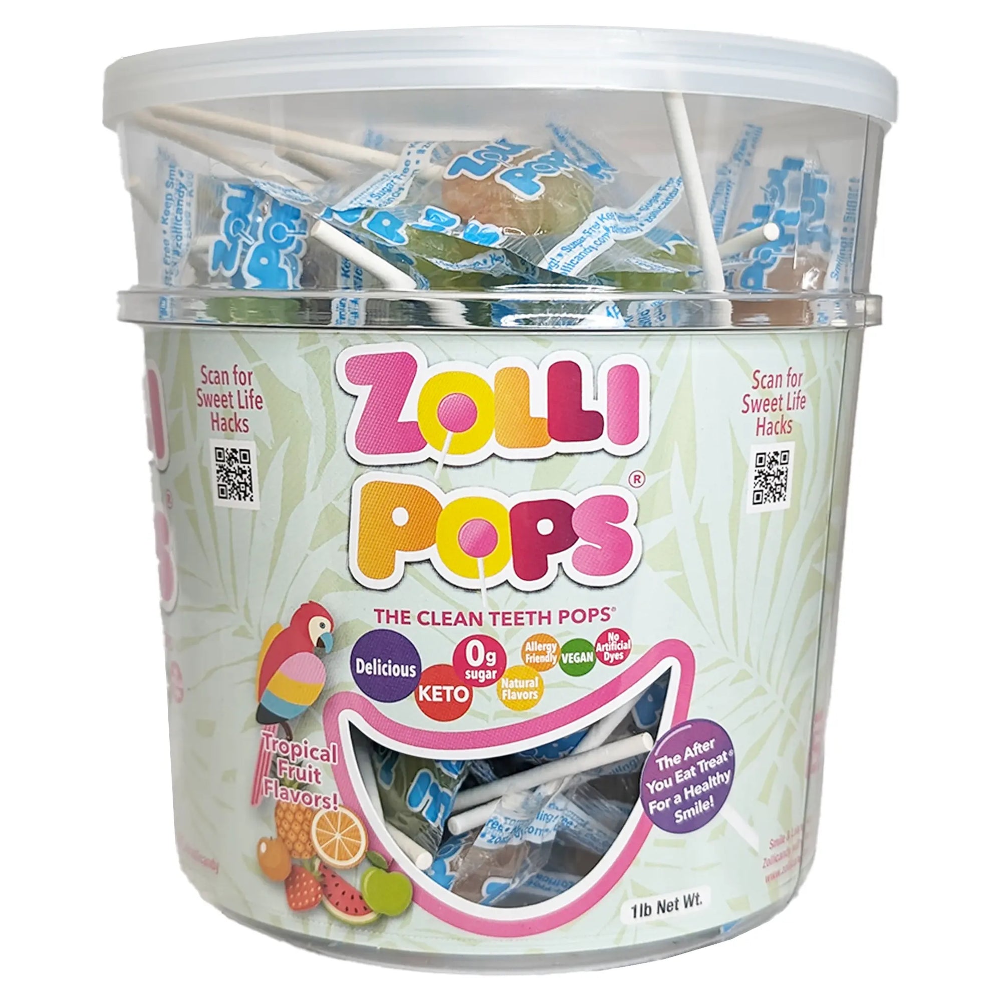 Zollipops Original "Clean Teeth Candy". 1 LB Tub.