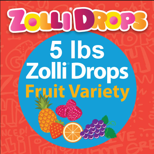 Zolli Drops 5 pounds bulk pack in Fruit Assortment of flavors.