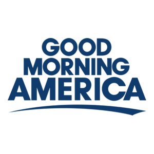 Good Morning America logo in blue on a green background